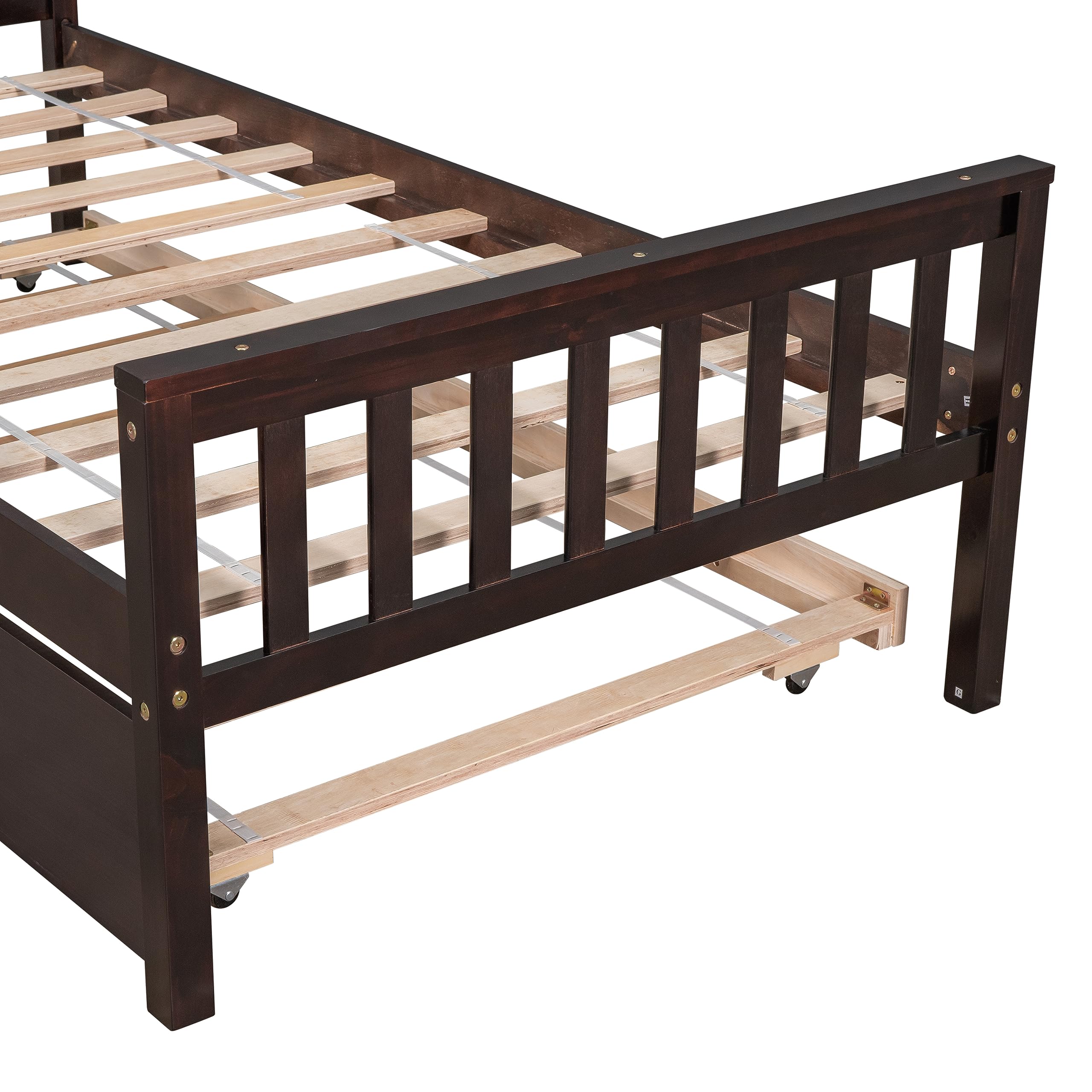 Twin Bed with Trundle Platform Frame