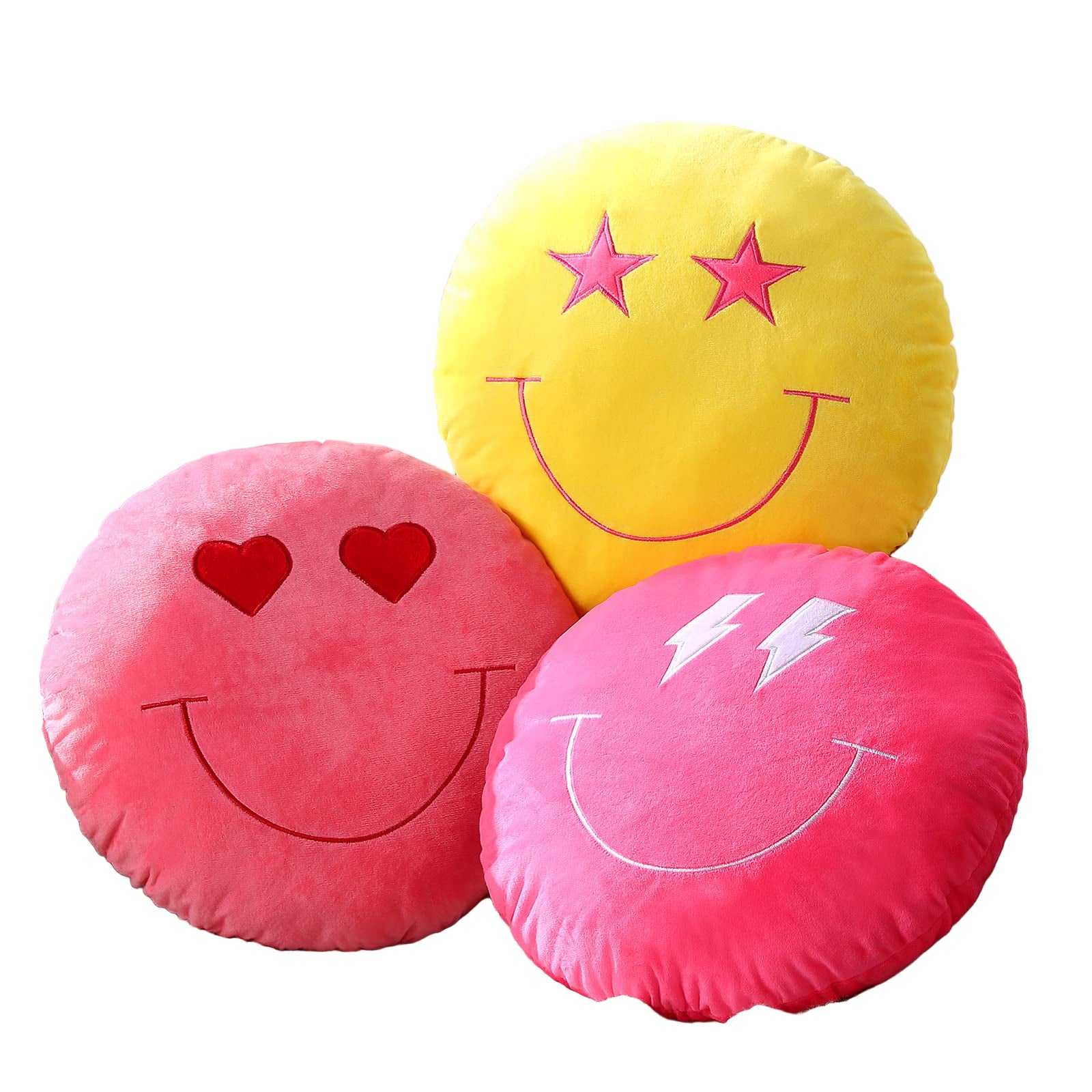 Face Emoticon Cushion Stuffed Plush Pillow, 3D Round Throw Pillows