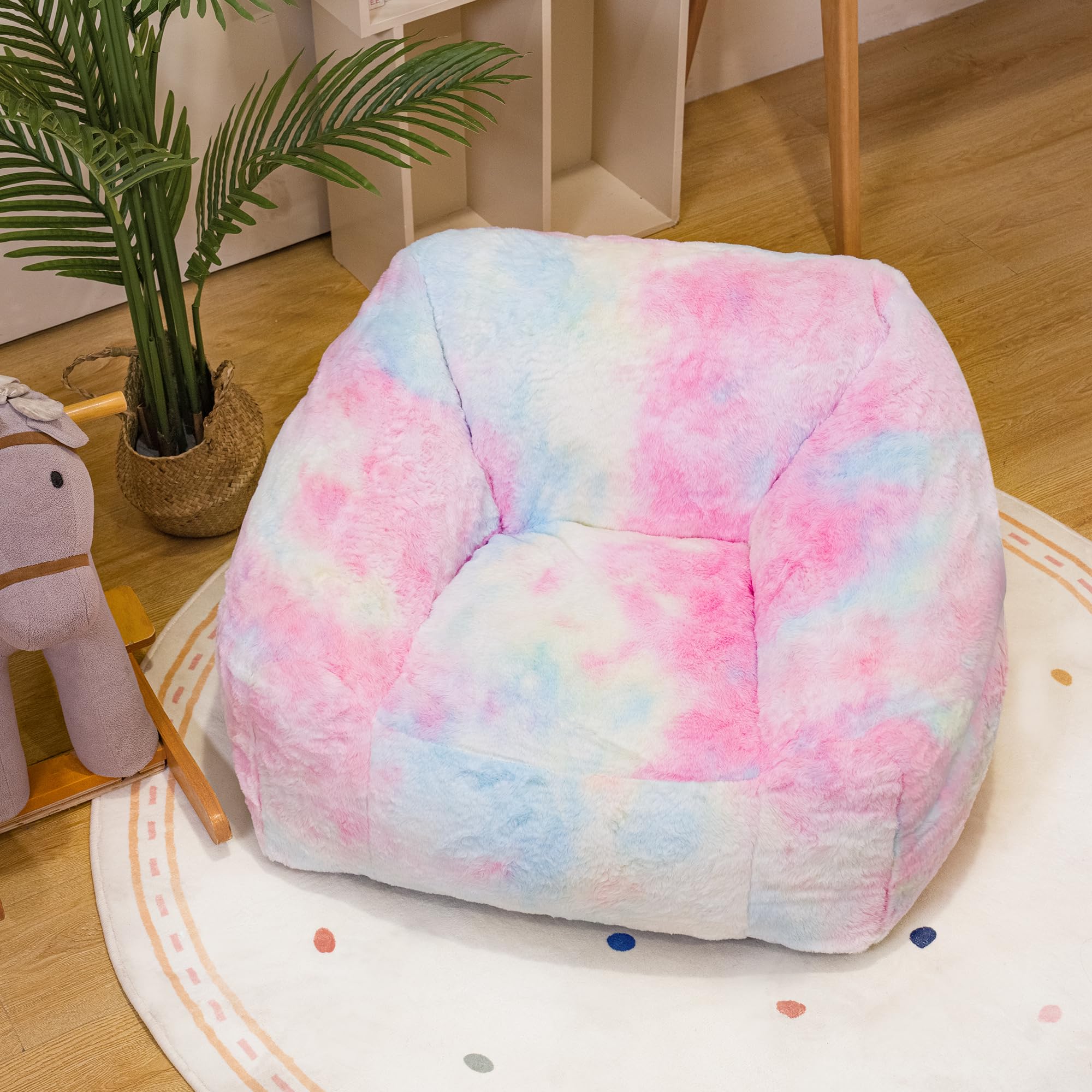 Chairs for Kids, 27" Modern Rainbow Colors Beanbag Sofa
