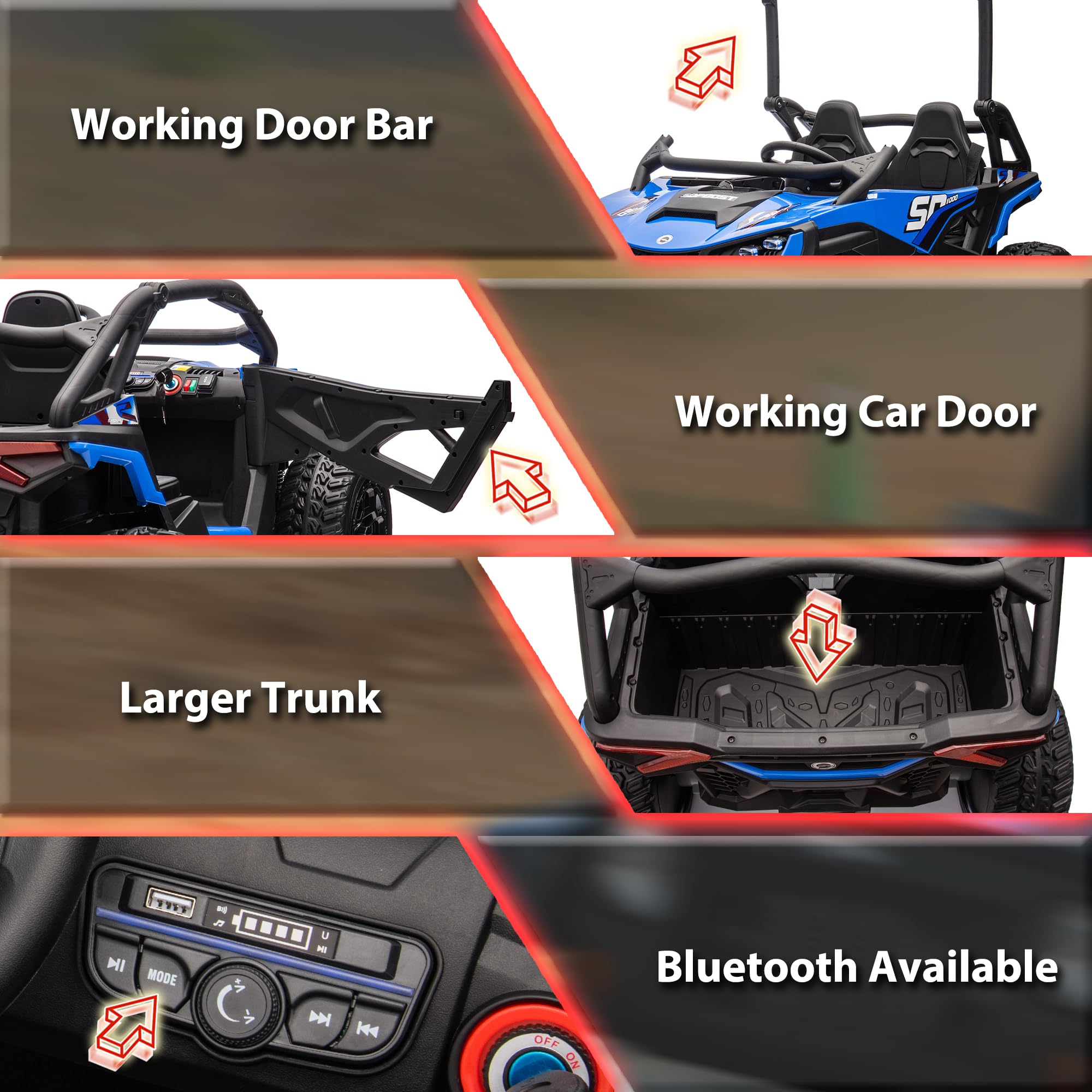 24V Kids Electric UTV Ride-On Car 2 Seater with Remote Control
