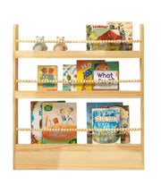 31.5 Inch Kids Bookshelf, Natural Wood Kid Book Shelf Wall Mount Organizer