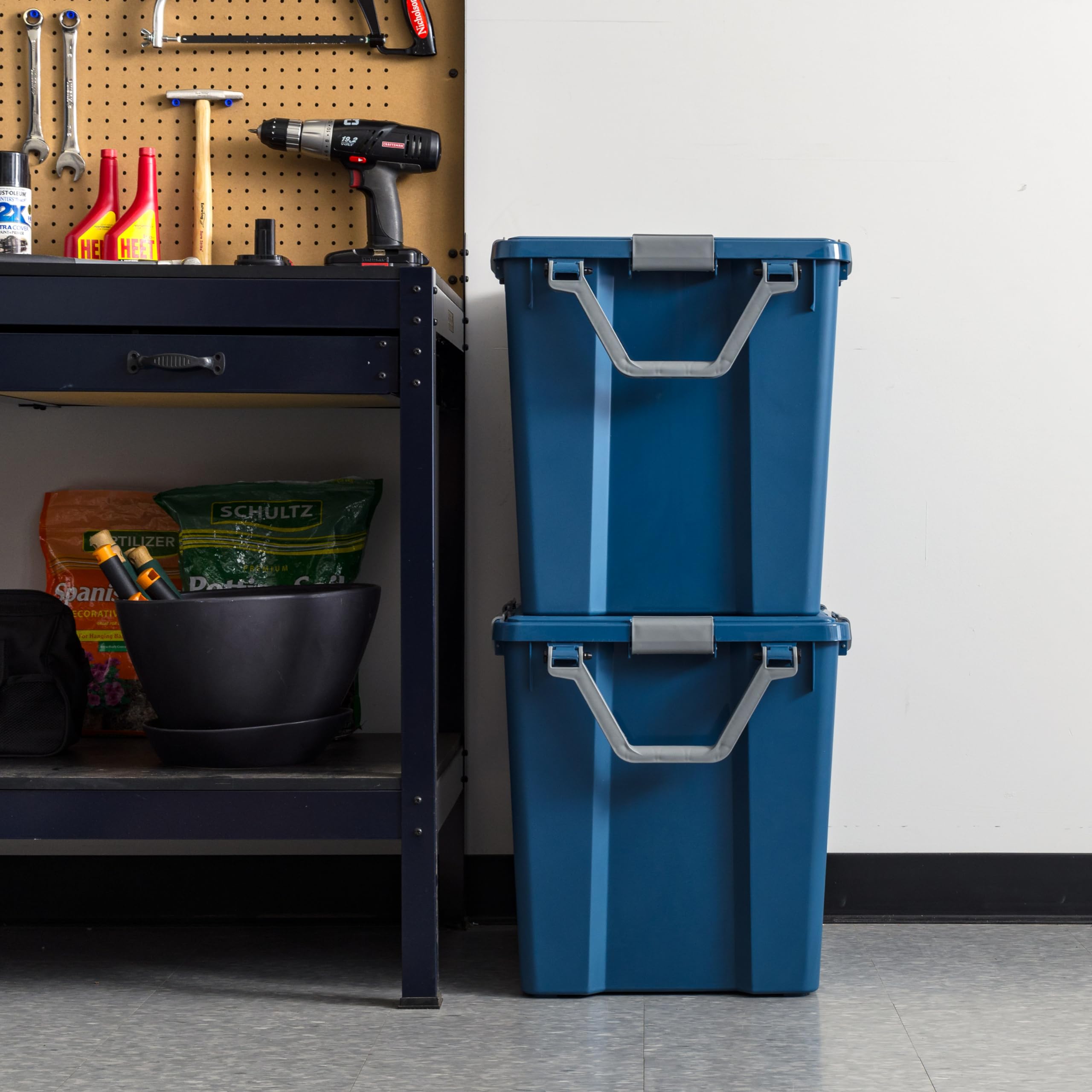 WeatherPro 103 Qt Eco-Friendly Storage Bins with Lids, 2 Pack, BPA-Free Plastic Gasket Box