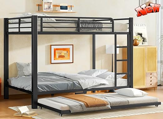 Upgraded Version Thicken Stronger Metal Heavy-Duty Twin Over Full Bunk Bed