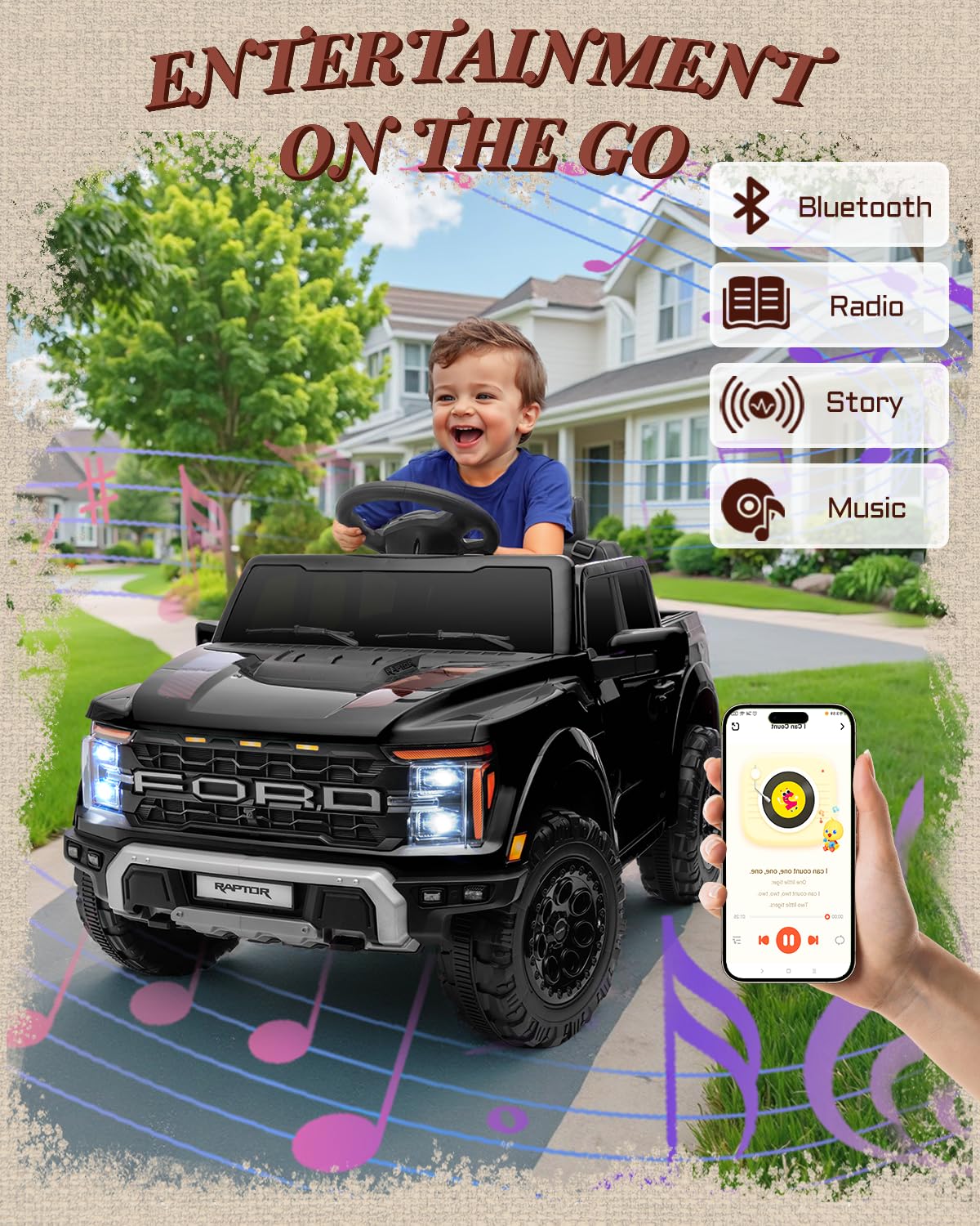 12V Licensed Ford F-150 Raptor Kids Ride-On Truck