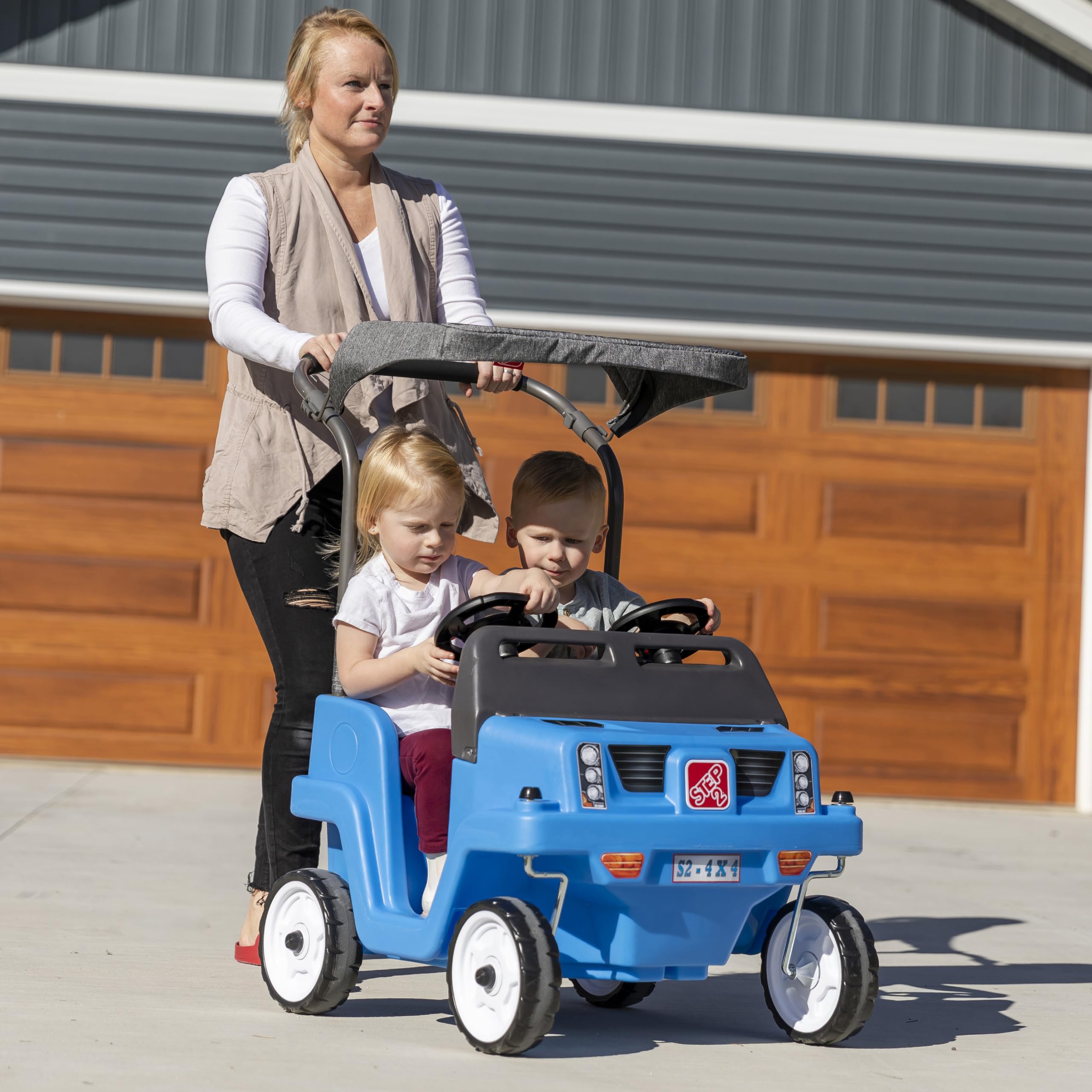 Side-by-Side Push Around SUV, Kids Push Car, 2 Seats, Stroller Substitute