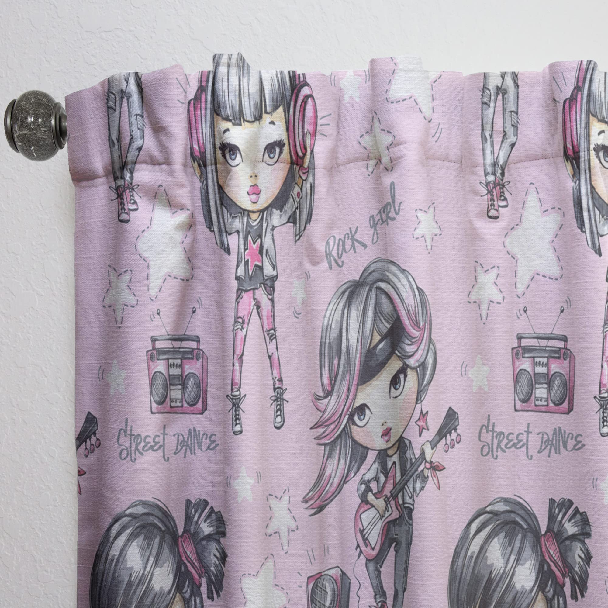 Curtains 'Rock Girl Super Star Street Dance' Curtains for Bedroom
