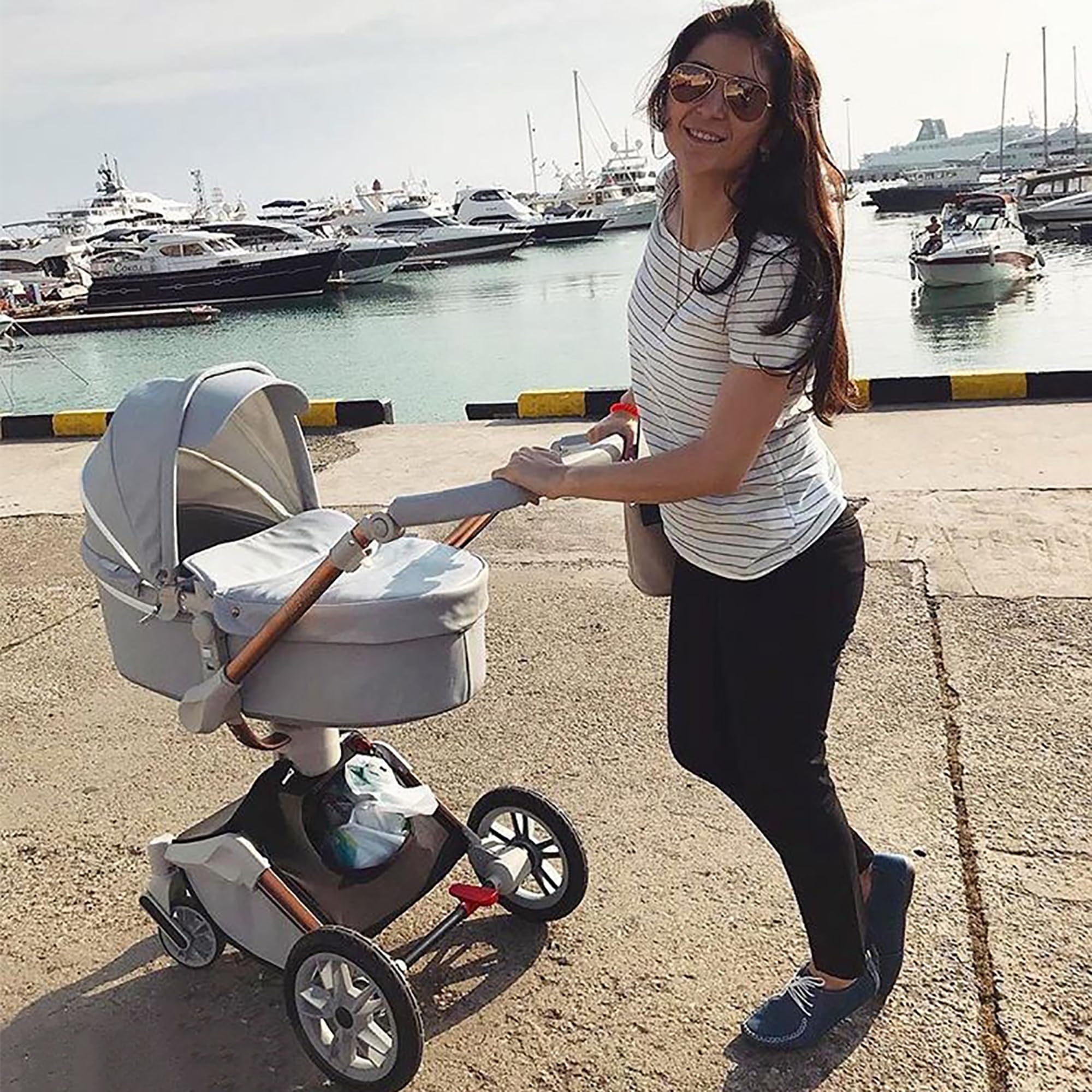 New H5 Baby Stroller 360 Degree Rotation Function, PU Leather Seat Combo Pushchair