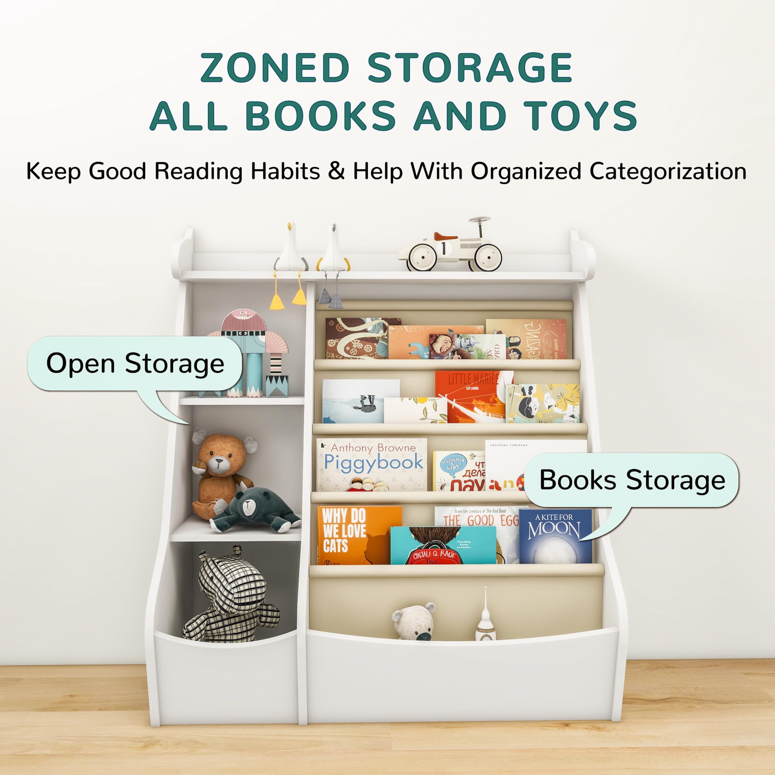 4-Tier Wooden Kids Bookshelf