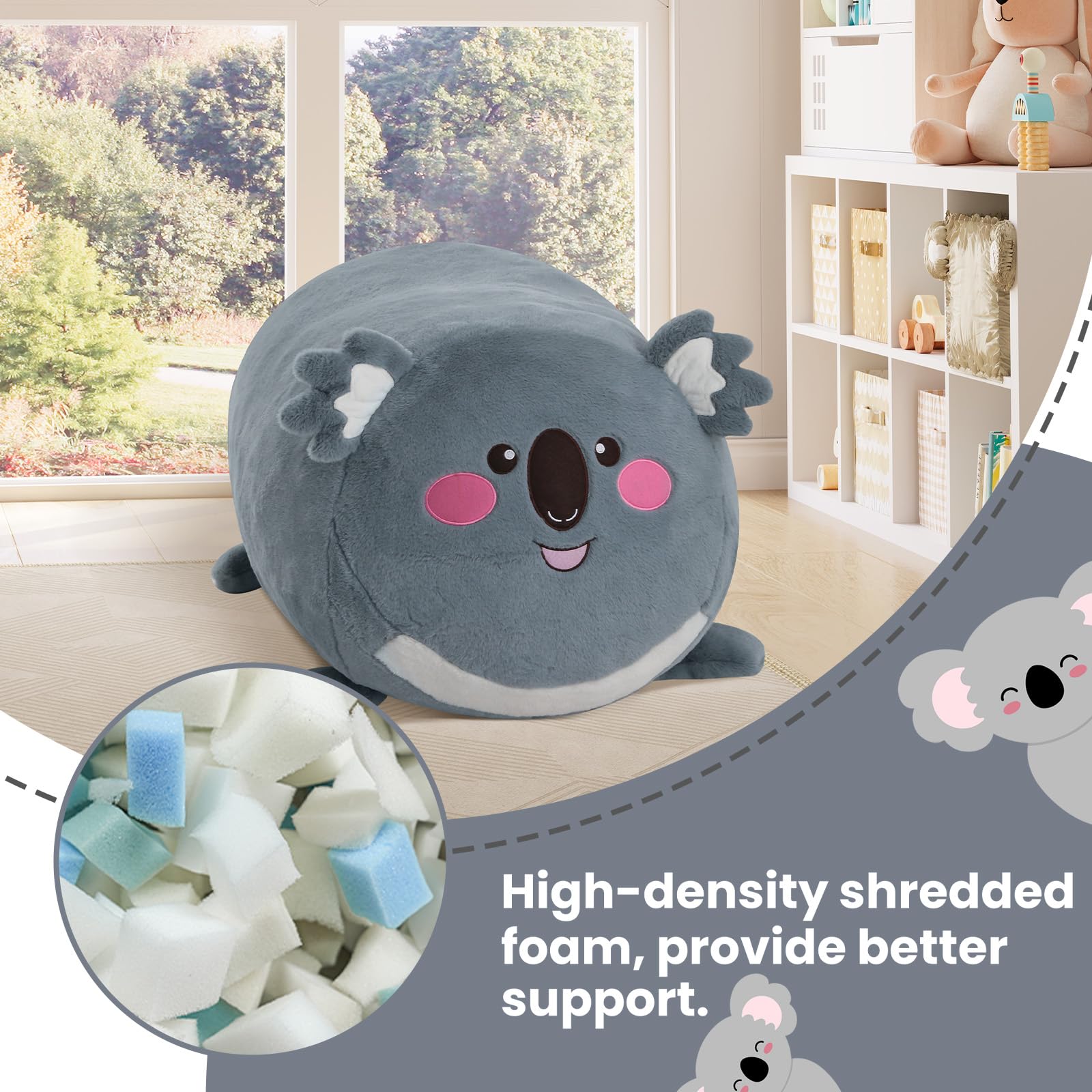 Kids Bean Bag Chair Koala Plush Stuffed Animal Seat