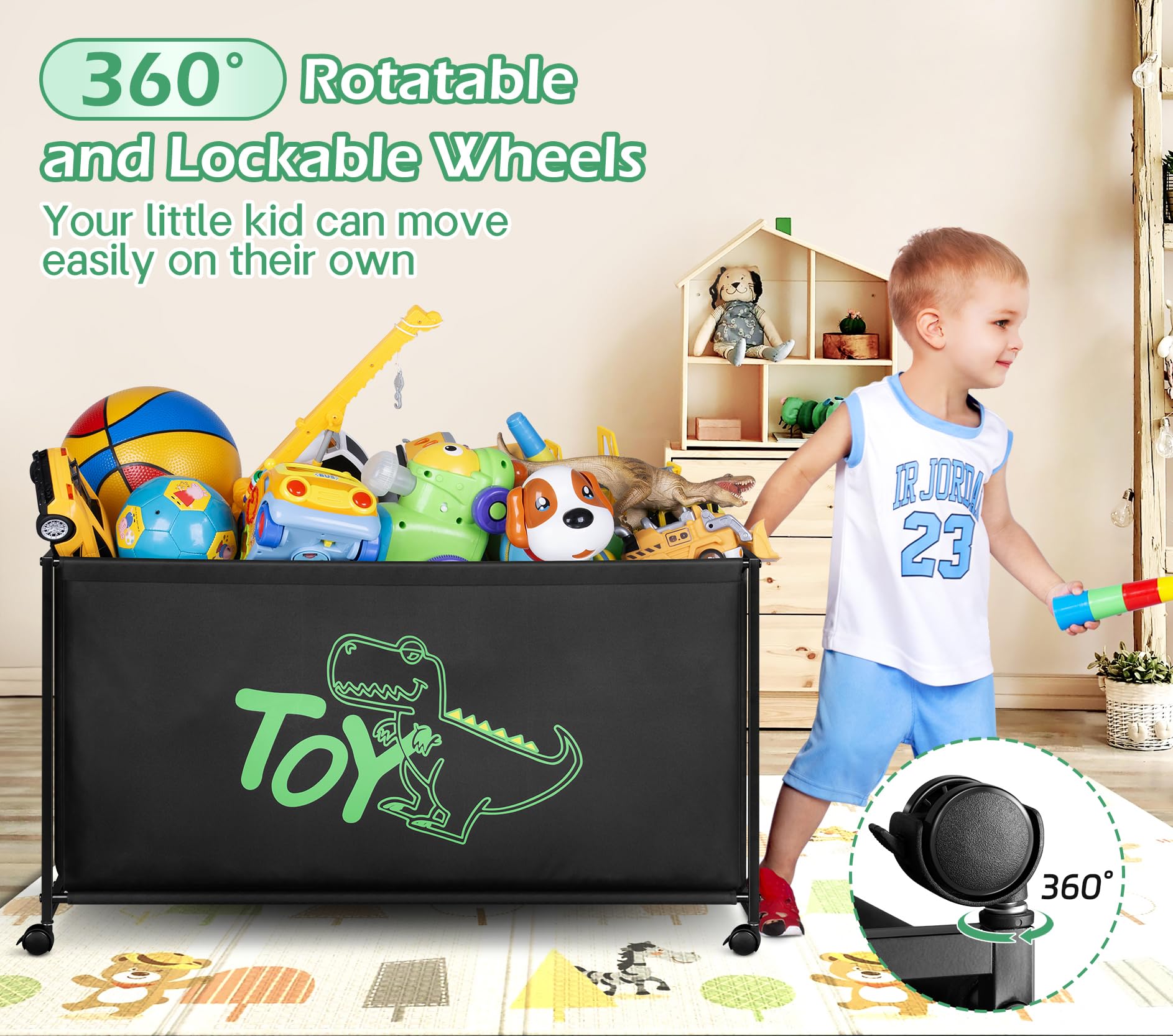 Large Toy Storage Box with Wheels - 124L Capacity