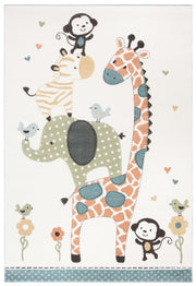 Carousel Kids Collection Area Rug - 5'3" x 7'6", Ivory, Animal Design, Non-Shedding