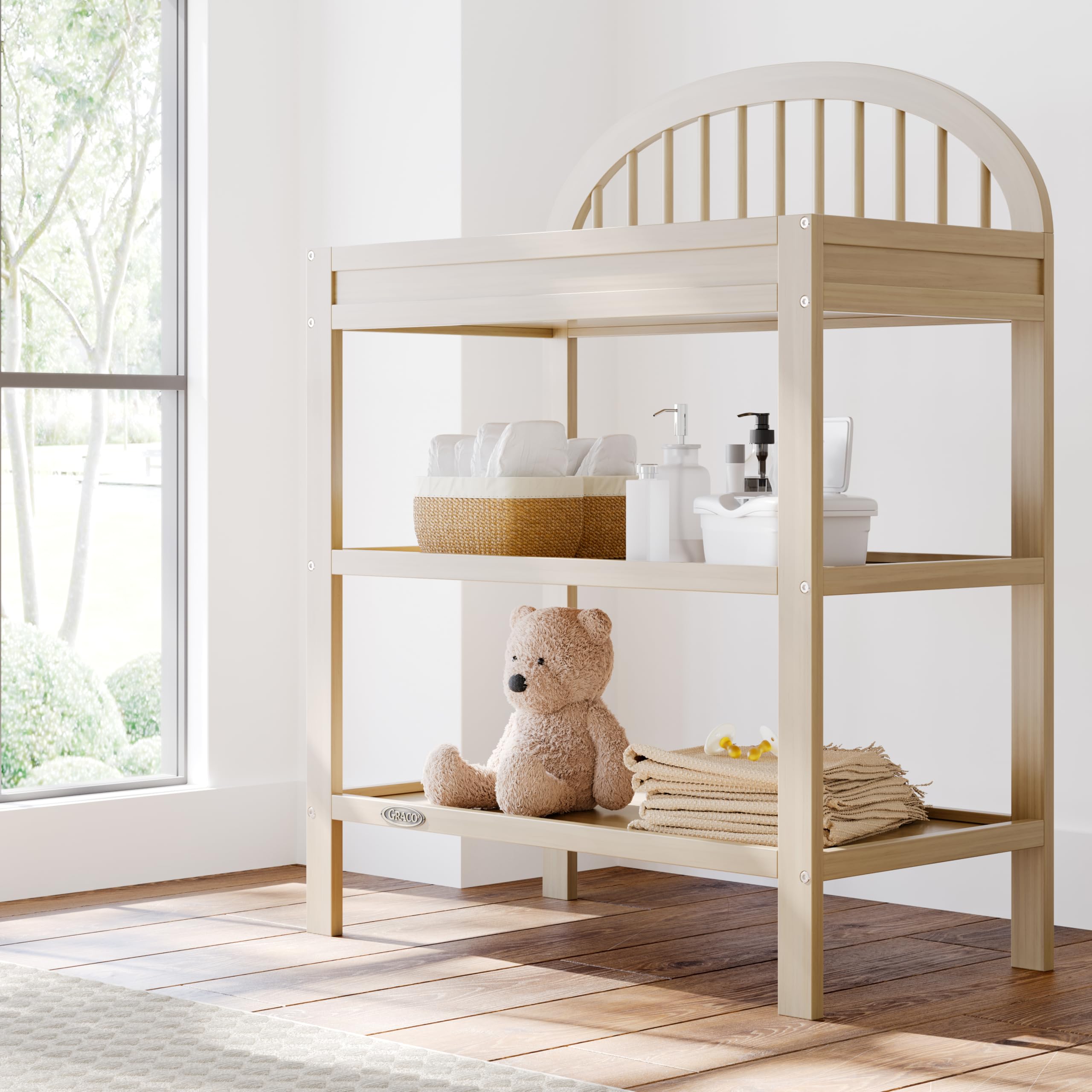 Changing Table with Water-Resistant Changing Pad (Driftwood)