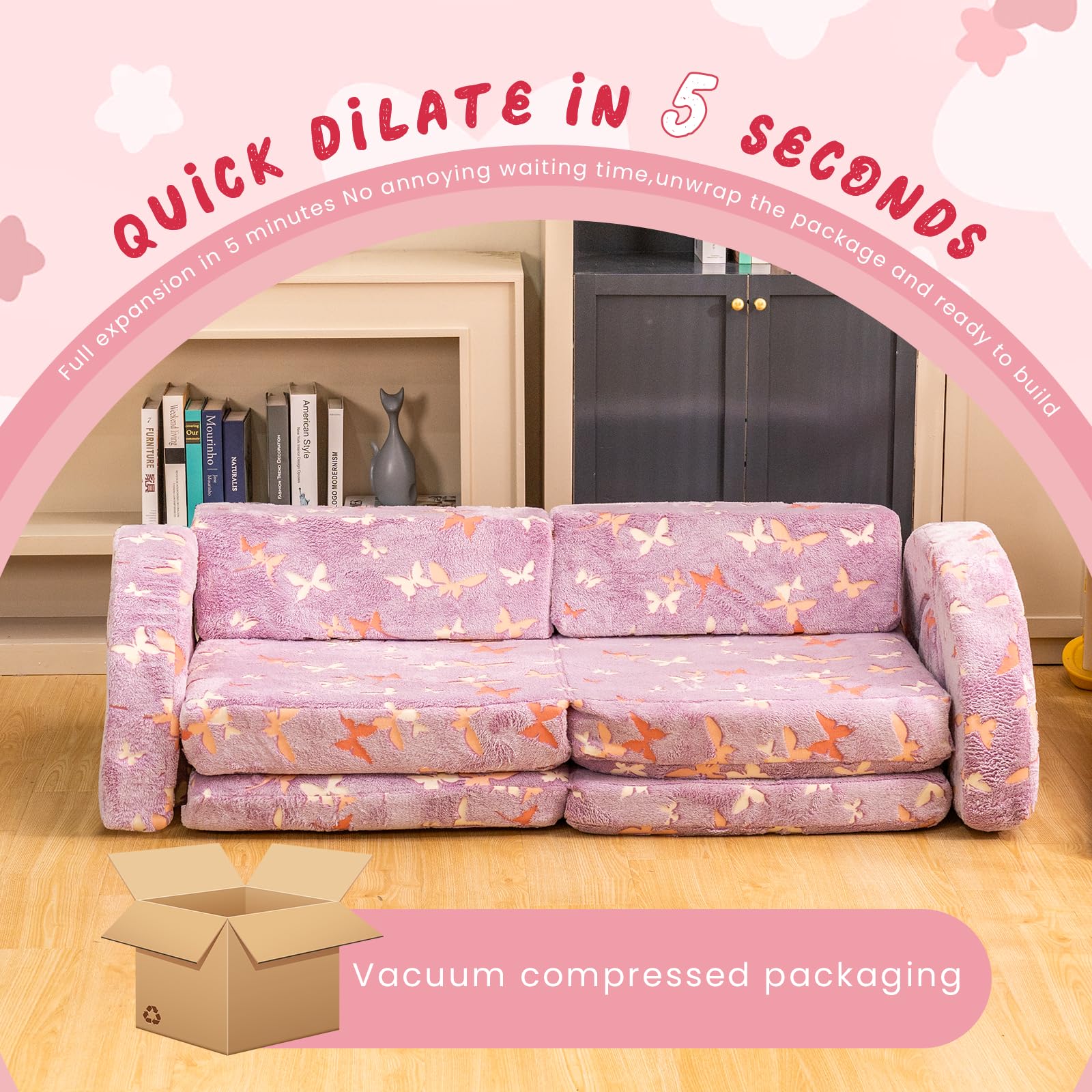 10-Piece Modular Kids Play Couch with Glow Feature