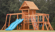Dolphin Playground Wooden Swing Sets, Monkey bar, Plank Bridge