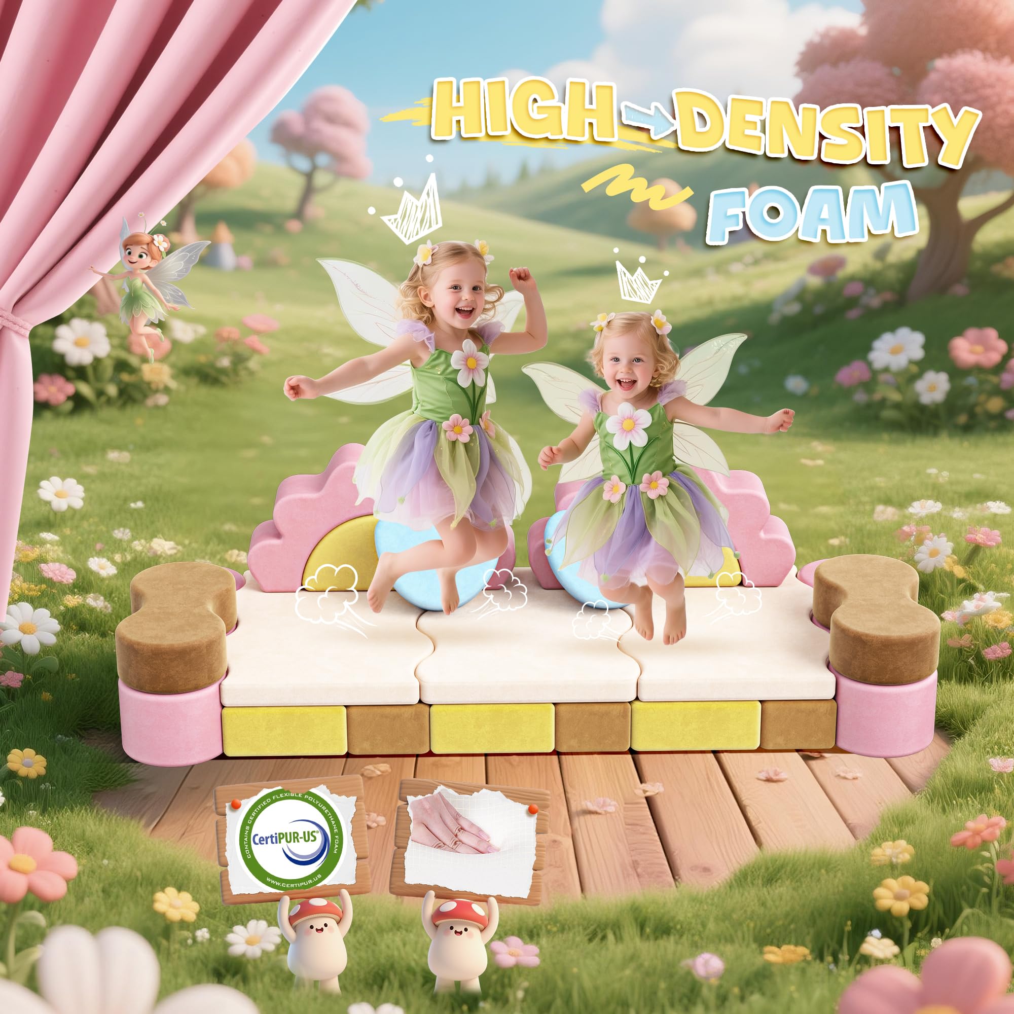 Modular Kids Play Couch - Flower Theme
