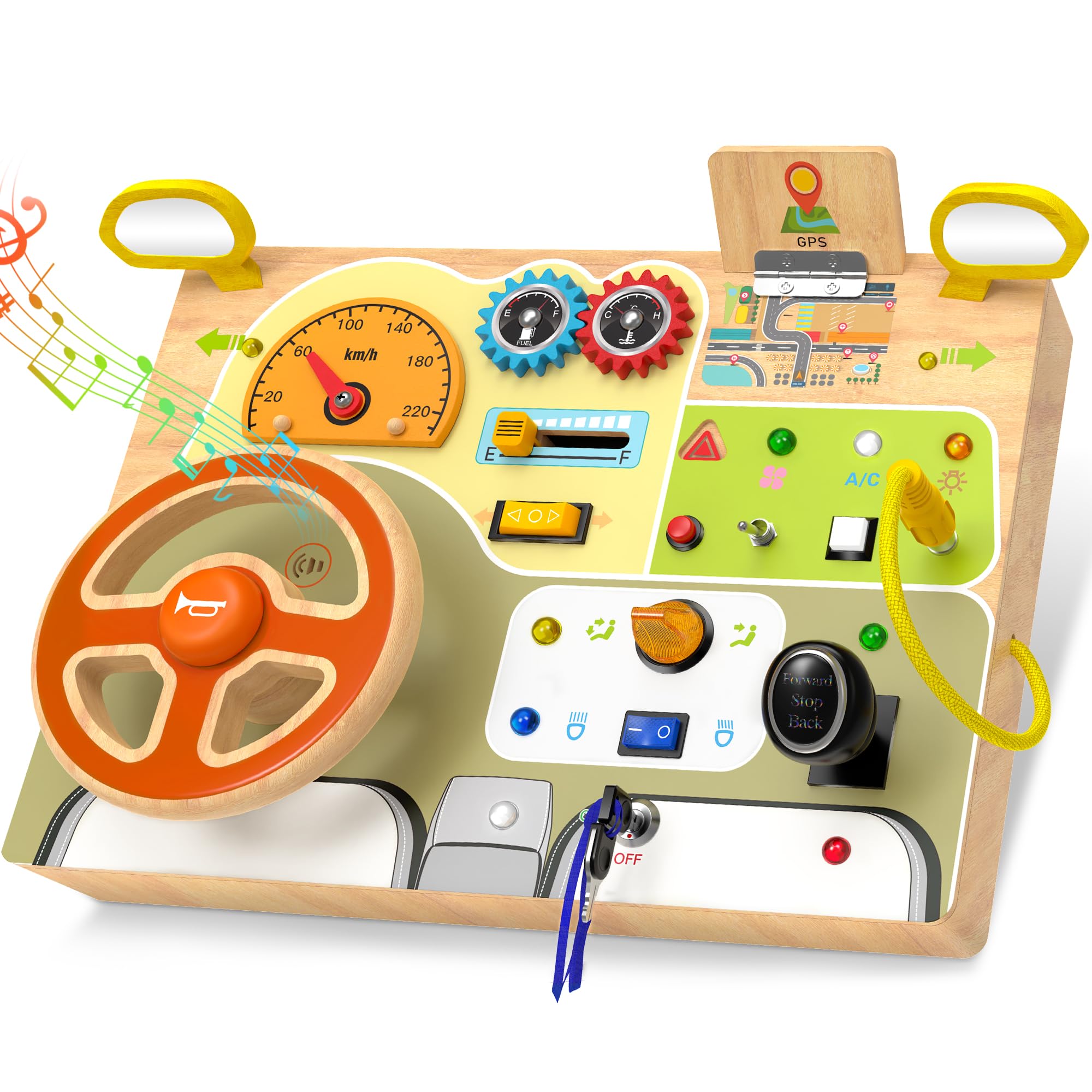 Montessori Toddler Toys - Baby Wooden Busy Board - Sensory Toys