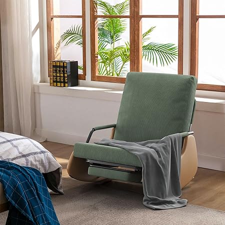 Corduroy Rocking Chair Nursery with Adjustable Backrest