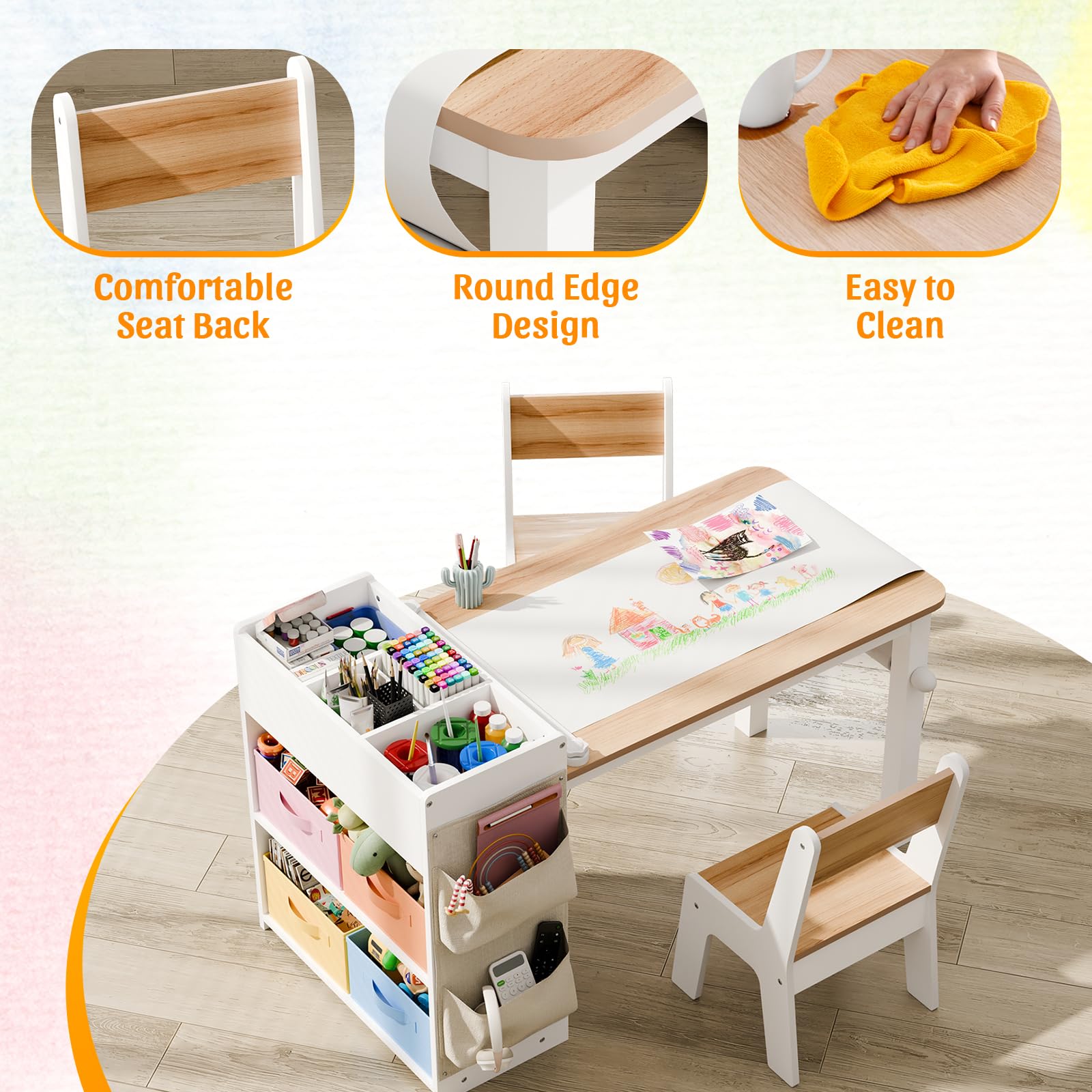 Kids Art Table and Chair Set with Storage