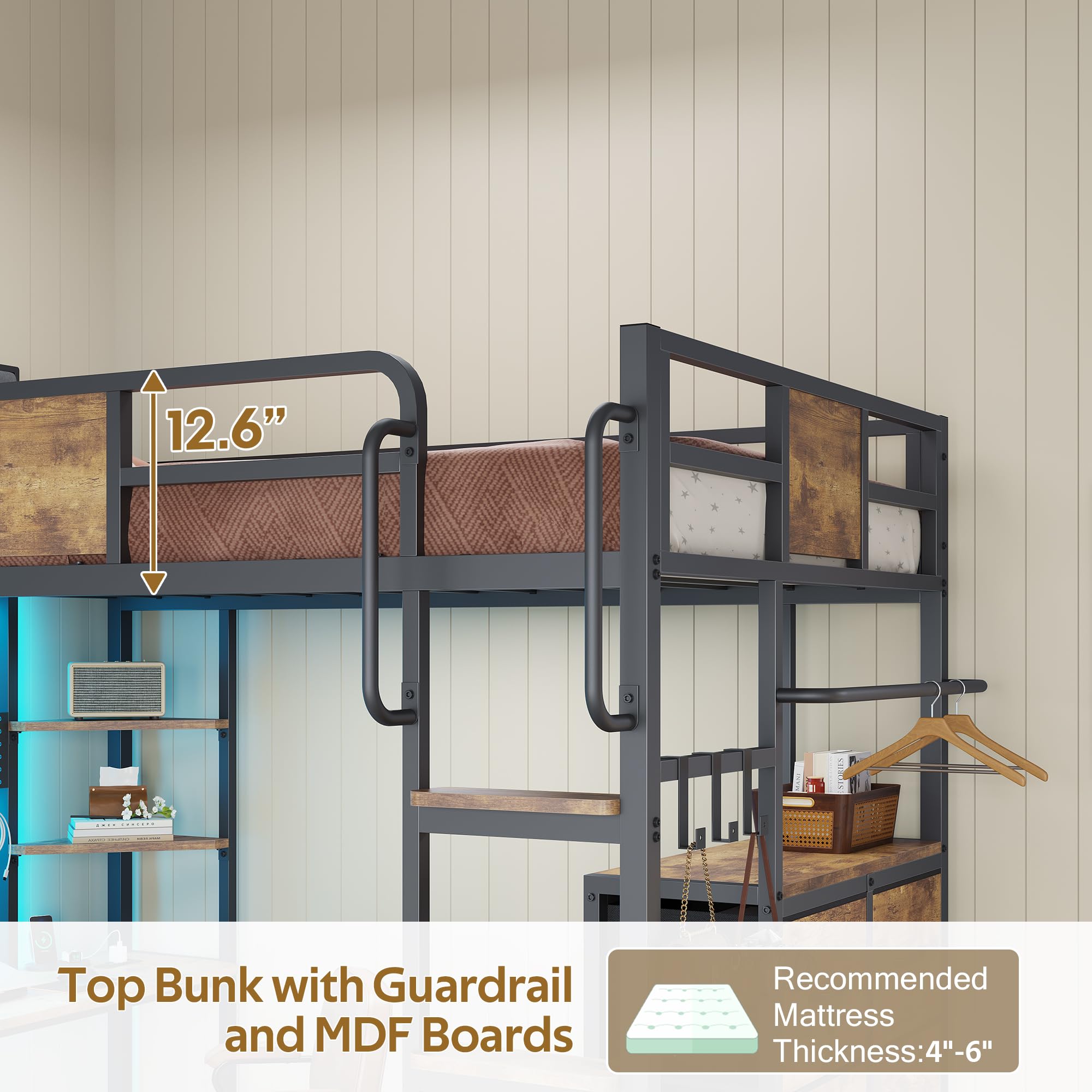 Twin Loft Bed with Desk and Storage Drawers