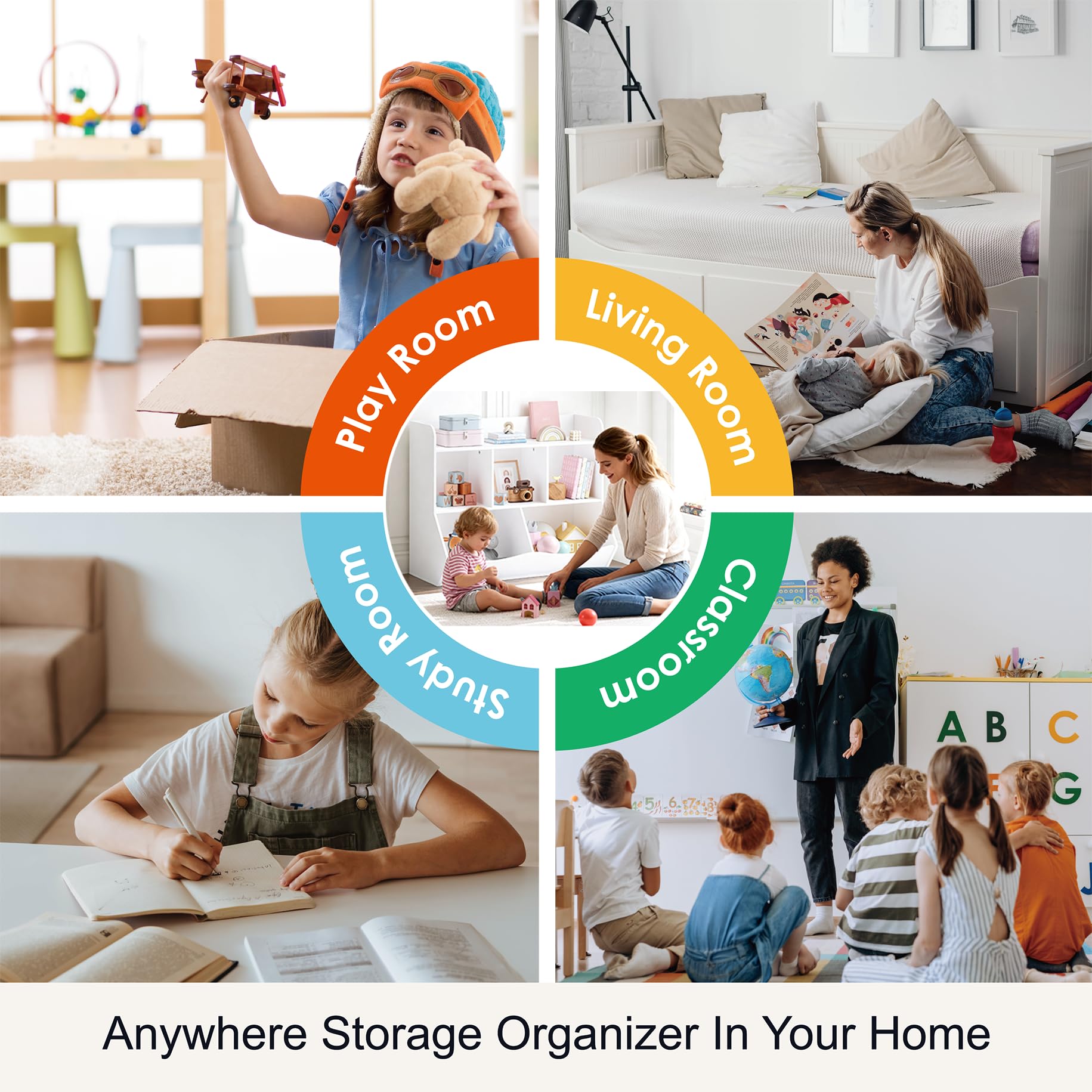 Kids Toy Storage Organizer with Bookcase