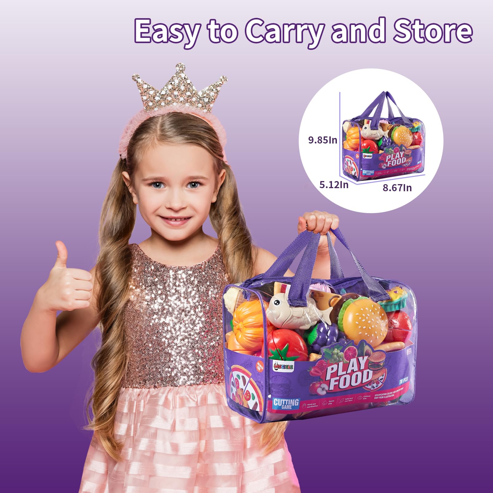 Pretend Play Food Set for Kids Kitchen - 78 Pieces