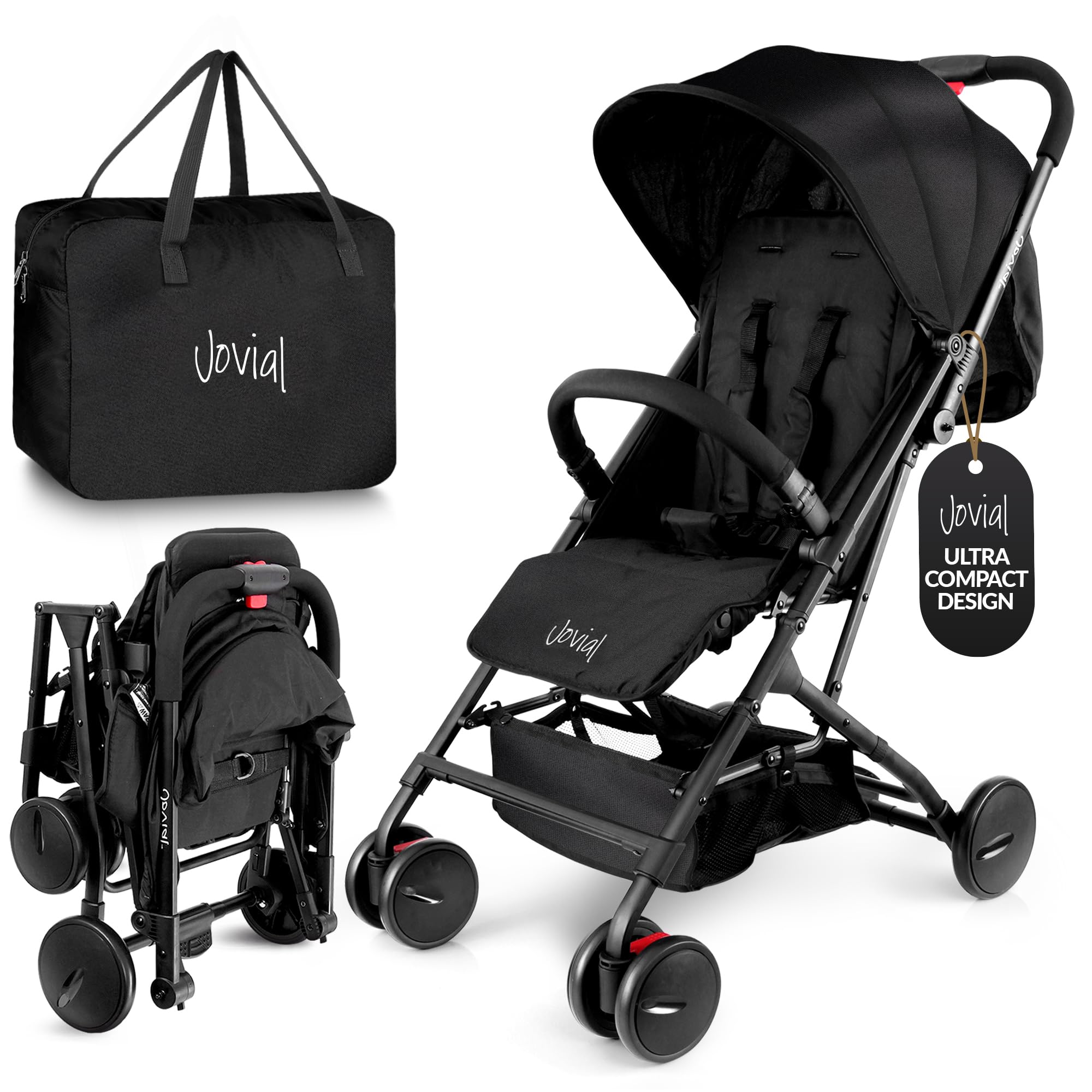 Baby Stroller, Folding Travel Stroller with Reclining Seat, Canopy
