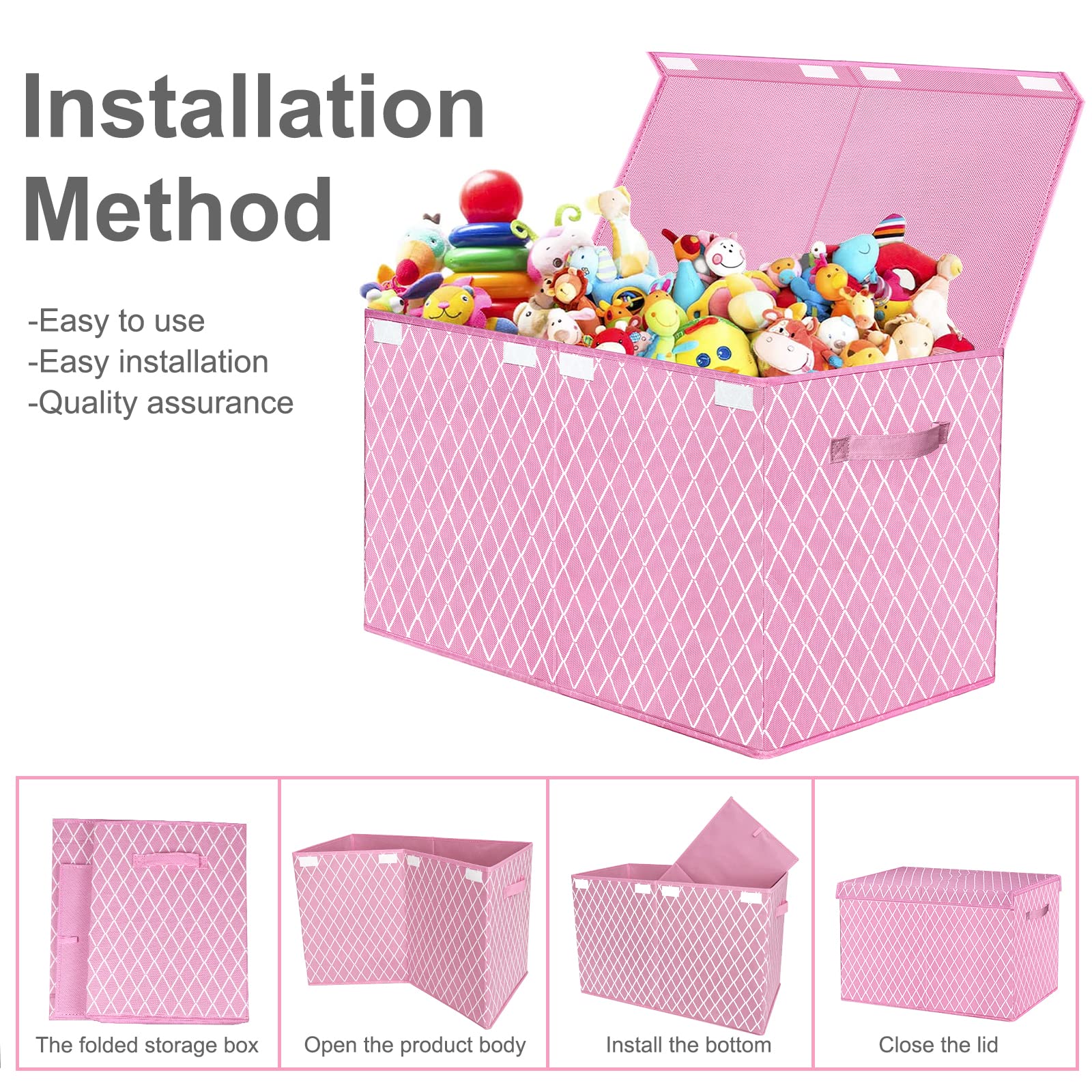 Large Fabric Toy Storage Box with Flip-Top Lid