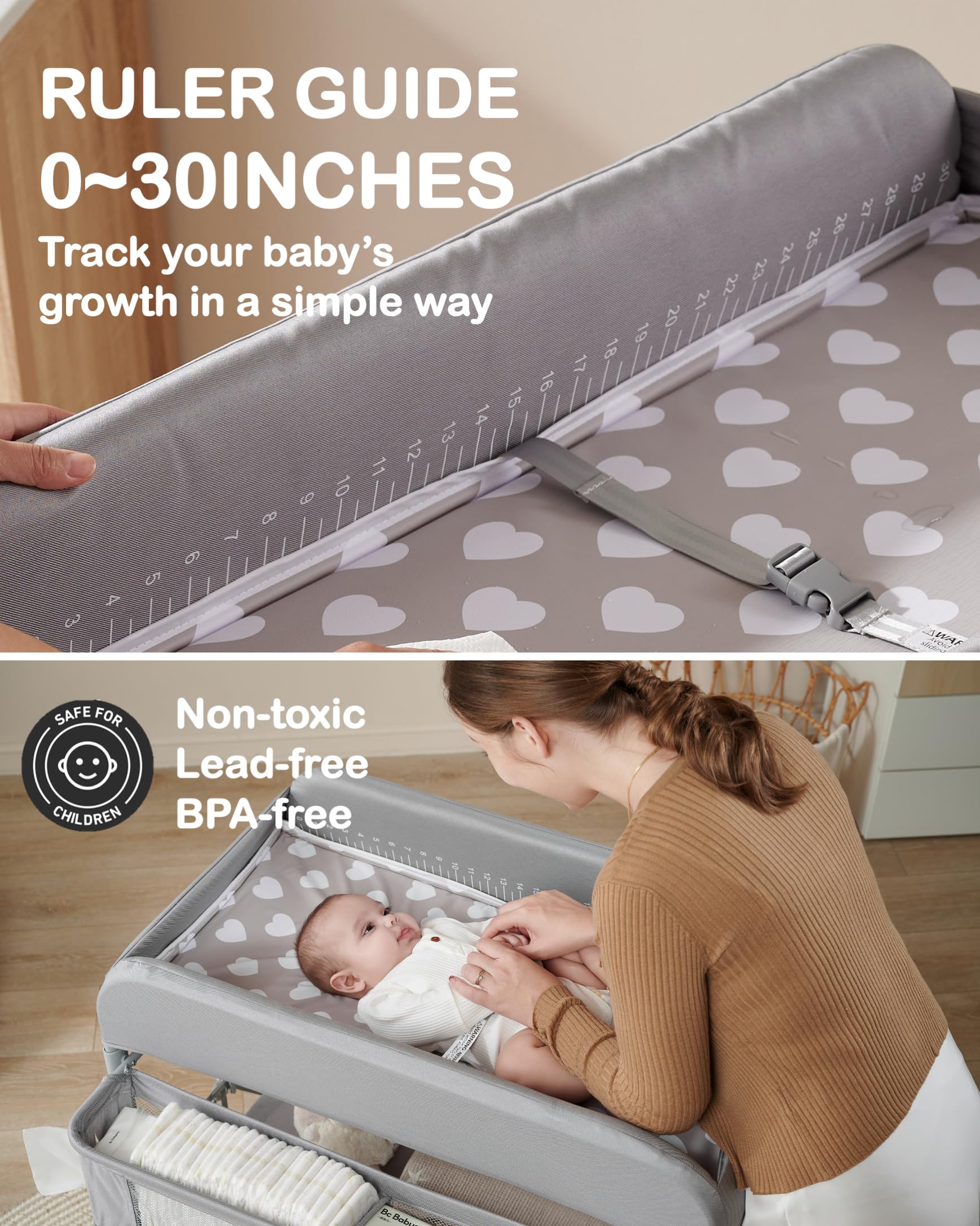 Height-Adjustable Portable Baby Changing Table with Storage