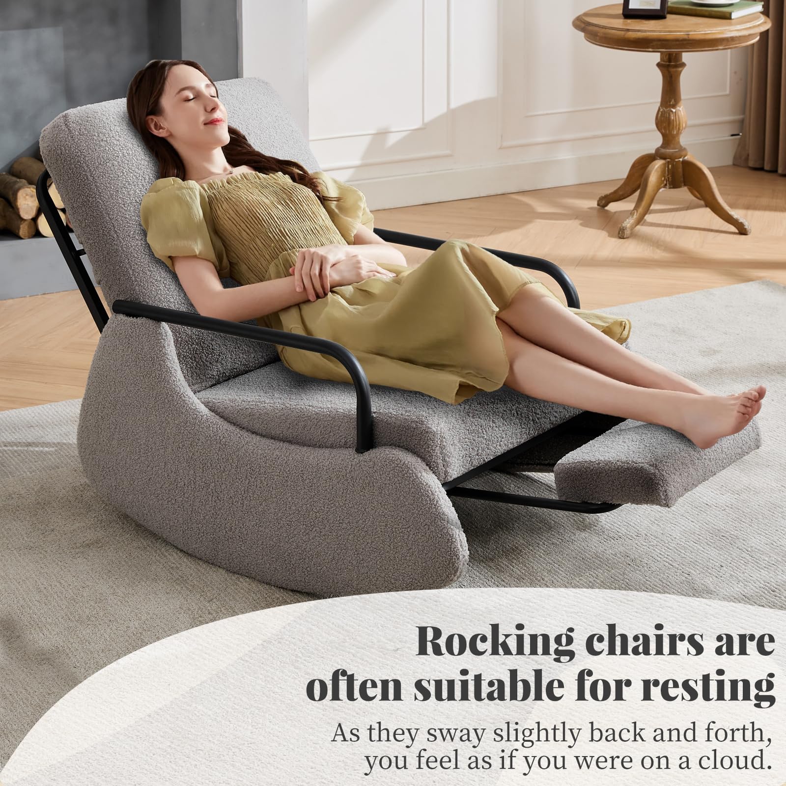 Teddy Upholstered Nursery Rocking Chair with High Backrest