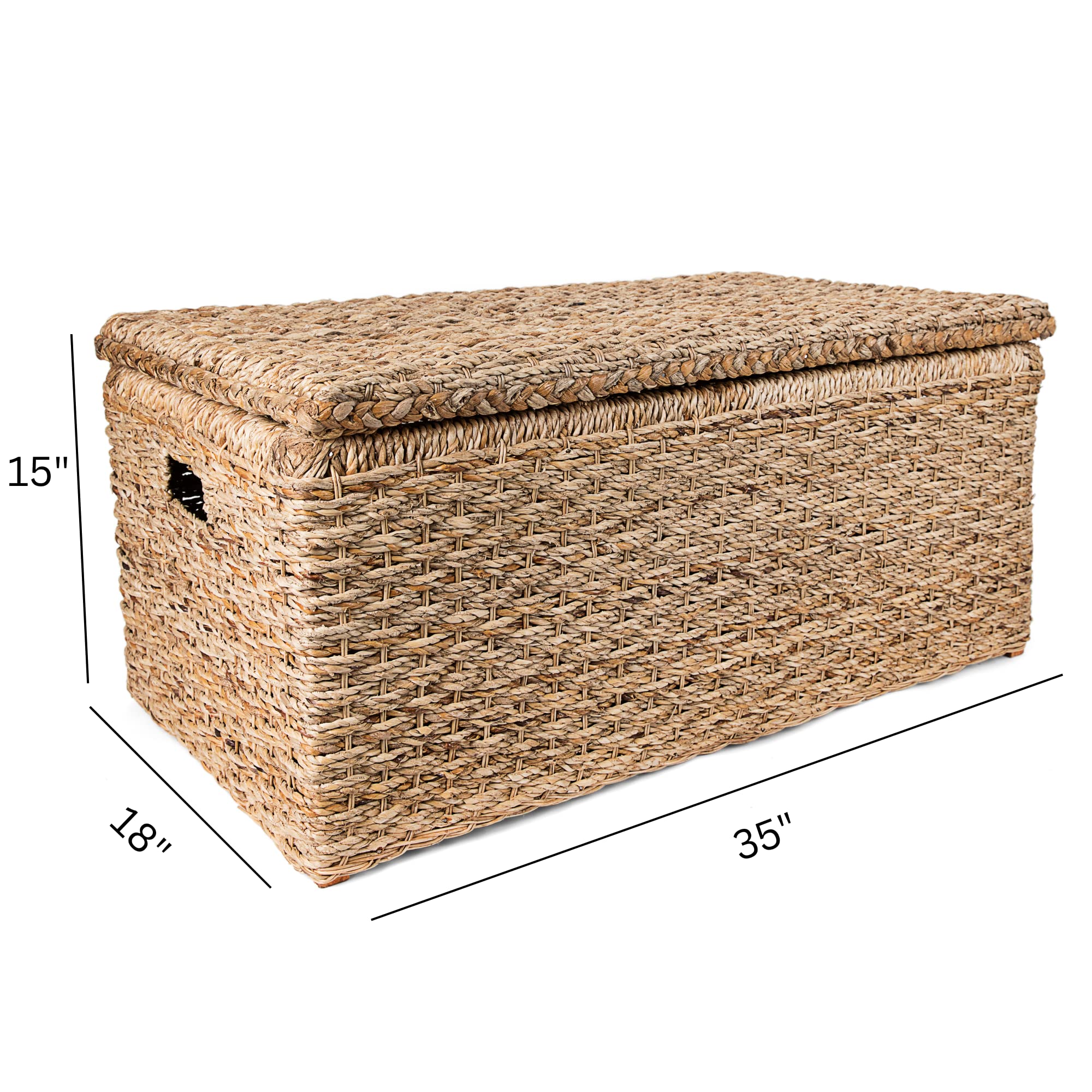 Handwoven Wicker Storage Trunk with Lid and Handles