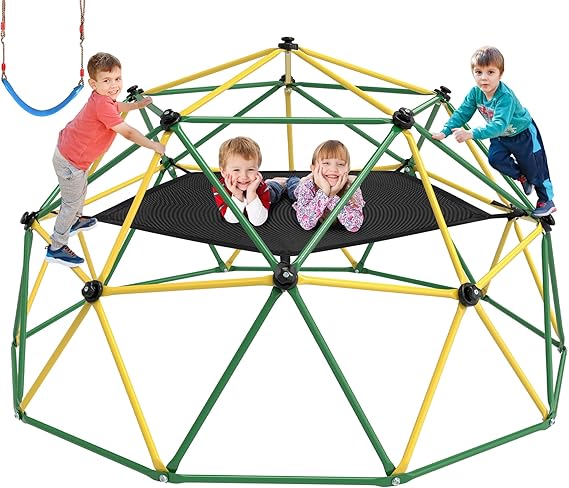 Climbing Dome, 10FT Dome Climber with Hammock & Swing for Kids 3-10