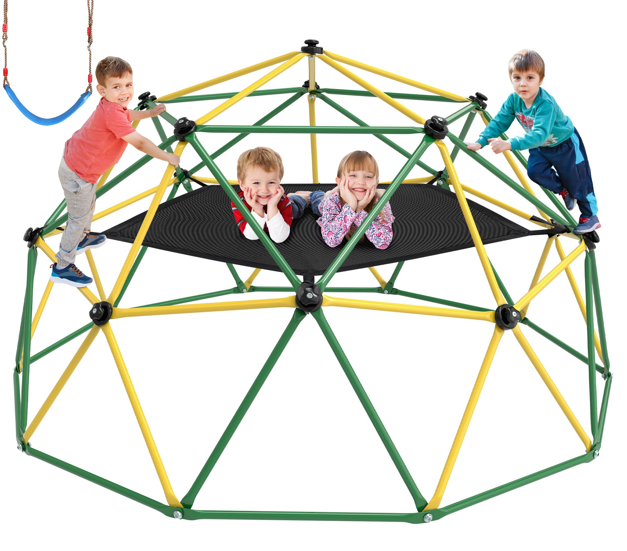 Climbing Dome, 10FT Dome Climber with Hammock & Swing for Kids 3-10