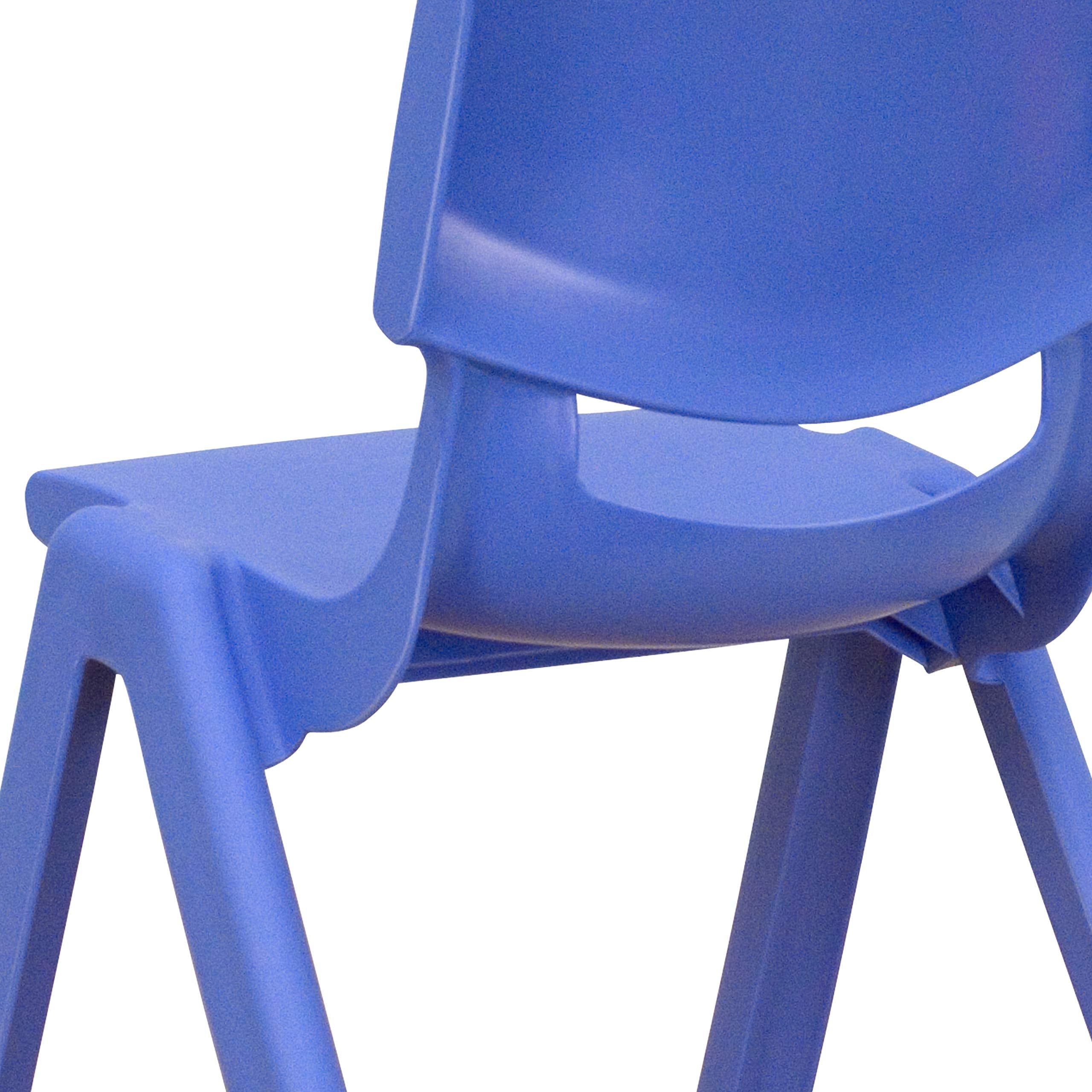 4 Pack Blue Plastic Stackable School Chair with 10.5" H Seat, Preschool Chair