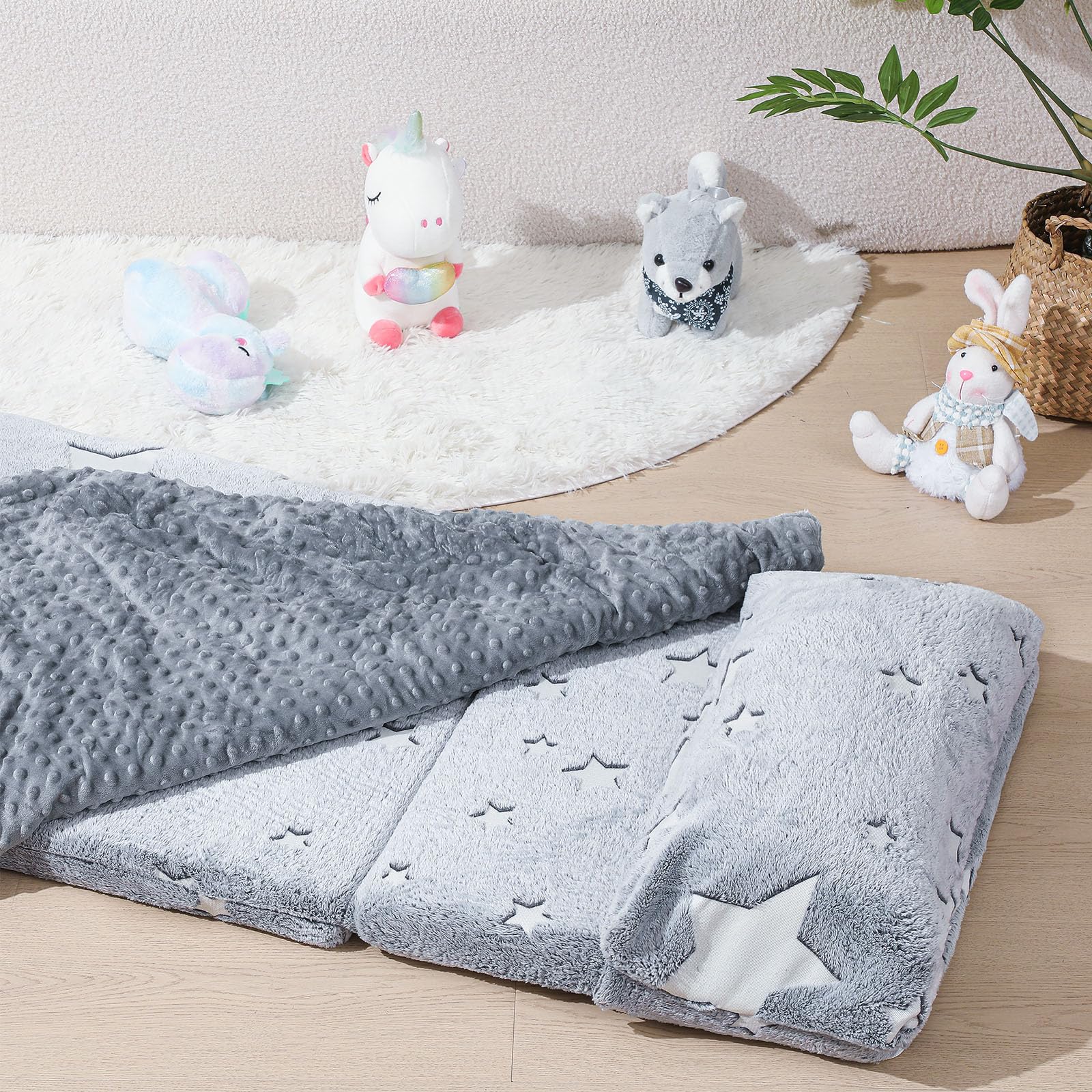 Toddler Nap Mat with Removable Pillow and Blanket, Foldable Floor