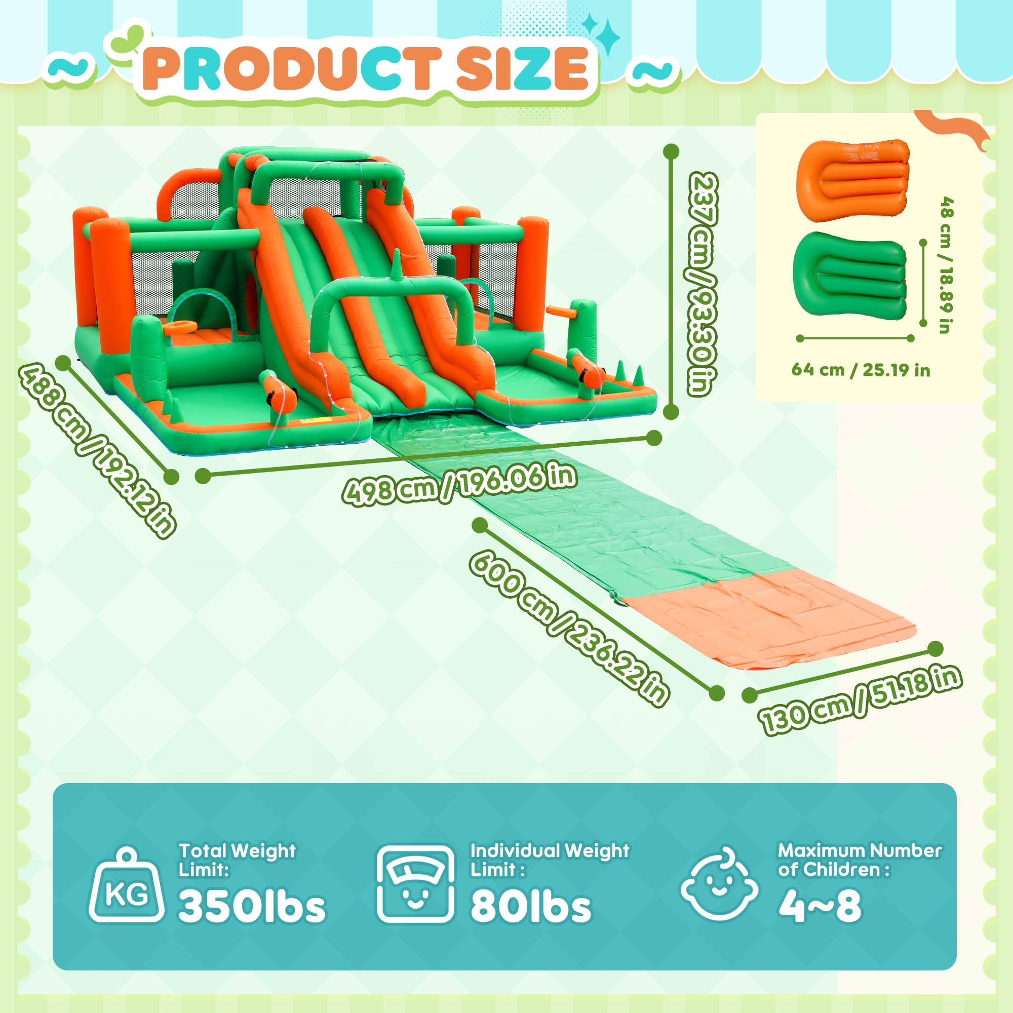 Large Inflatable Water Slide Bounce House with Dual Ball Pits and Extended Slip N Slide