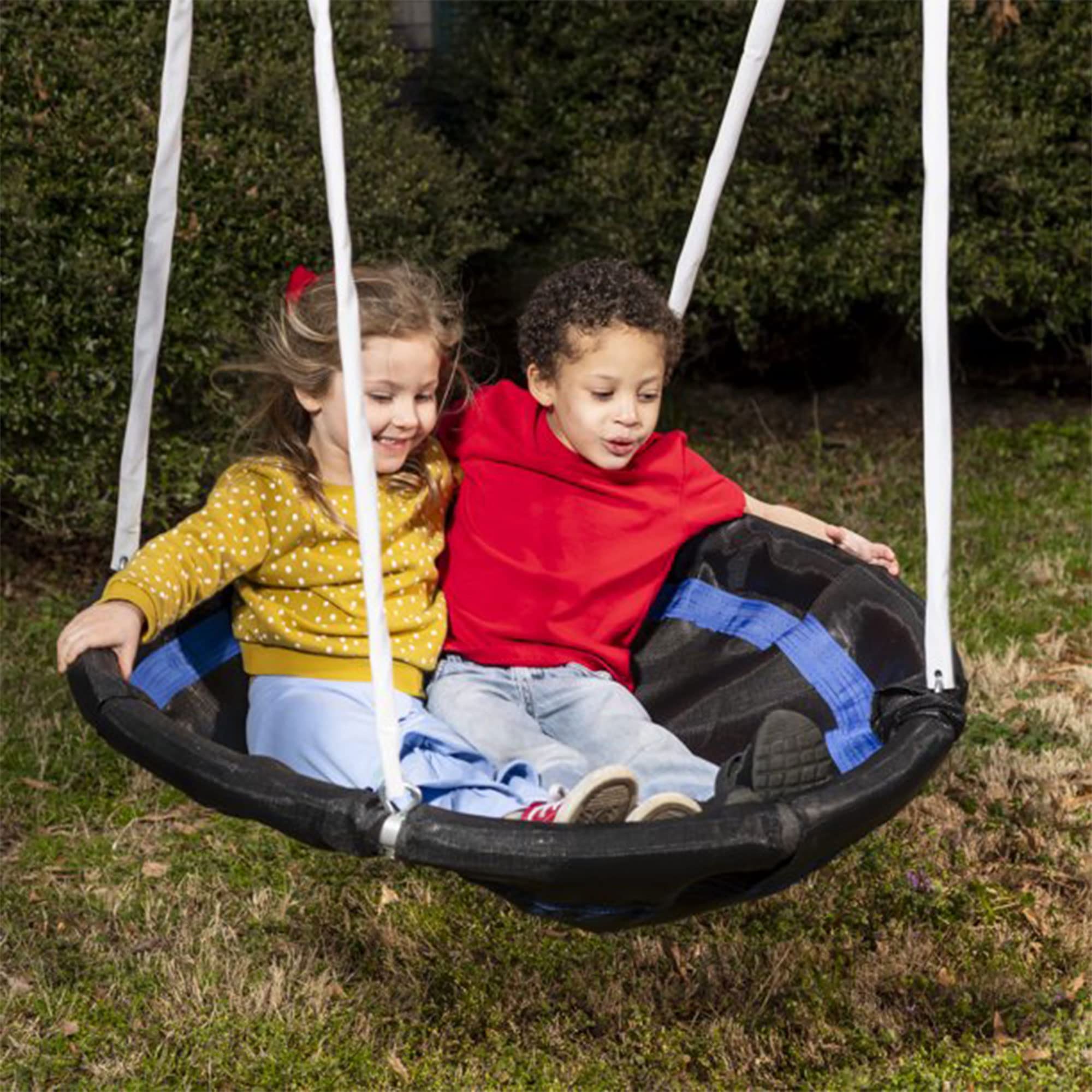 Metal A-Frame Outdoor Swing Set with Slide and See-Saw