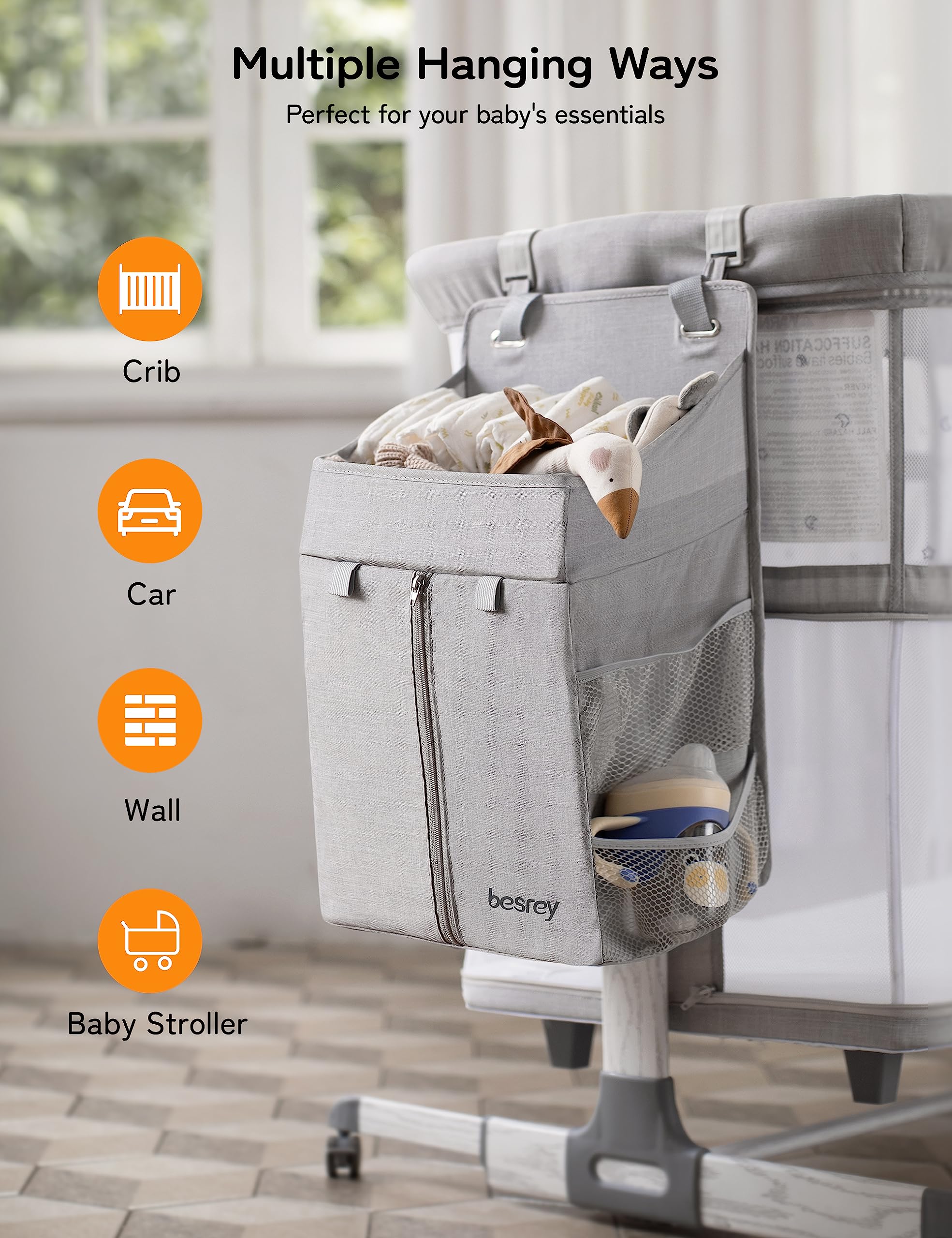5-in-1 Baby Bassinet Bedside Sleeper with Adjustable Height