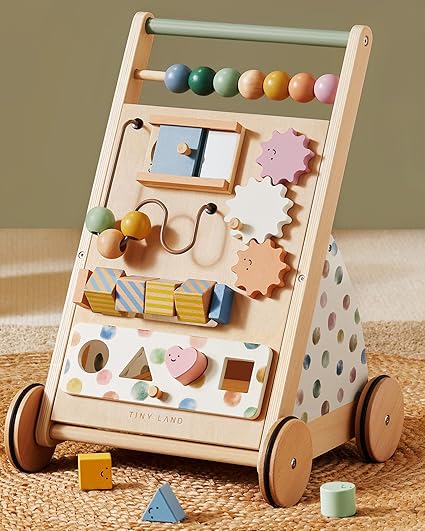 Baby Push Walker, Wooden Baby Walker for Girls, Adjustable Speed Walkers for Baby Boys