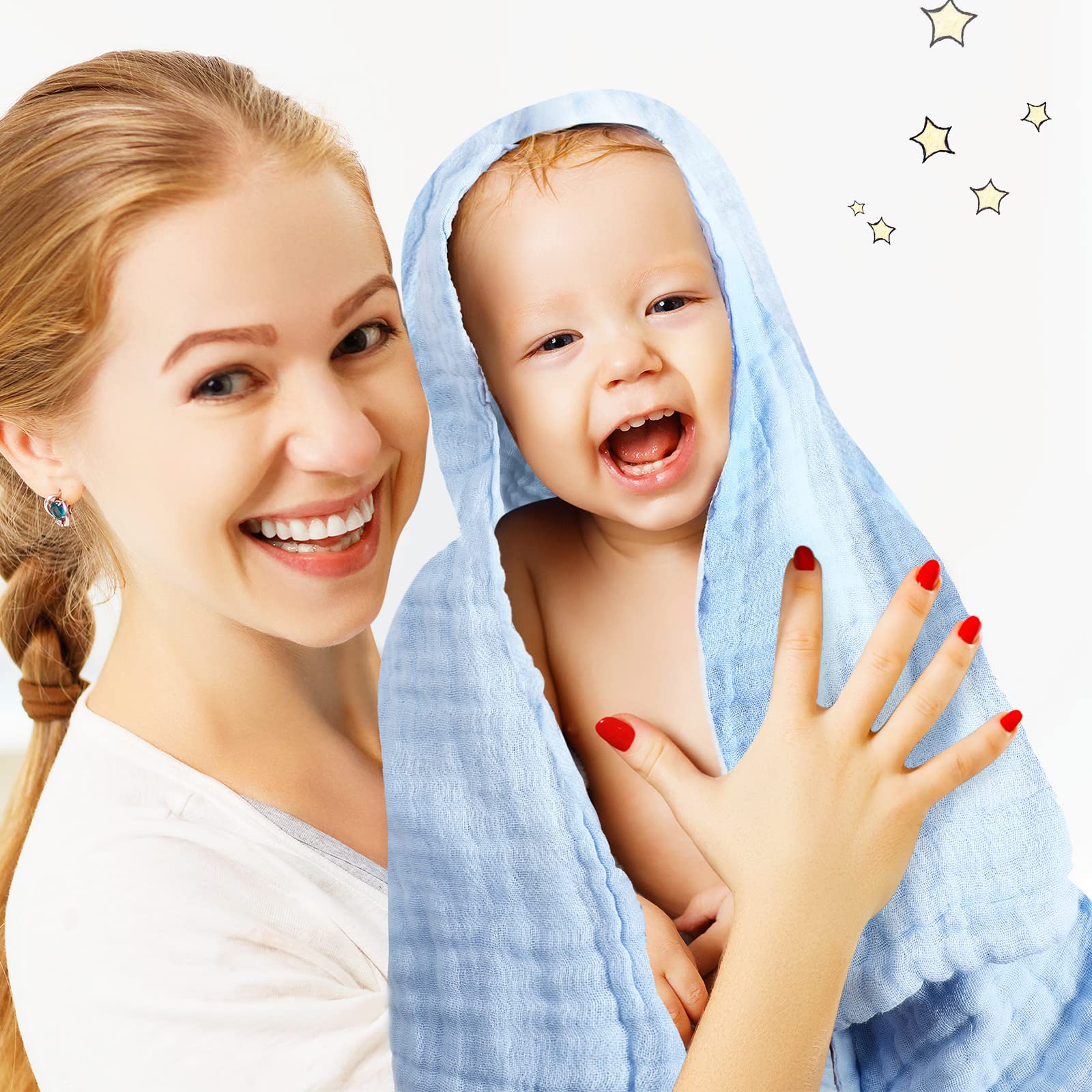 Muslin Bath Towels 43.3 x 43.3 Inch Cotton Soft Infant Towels Large