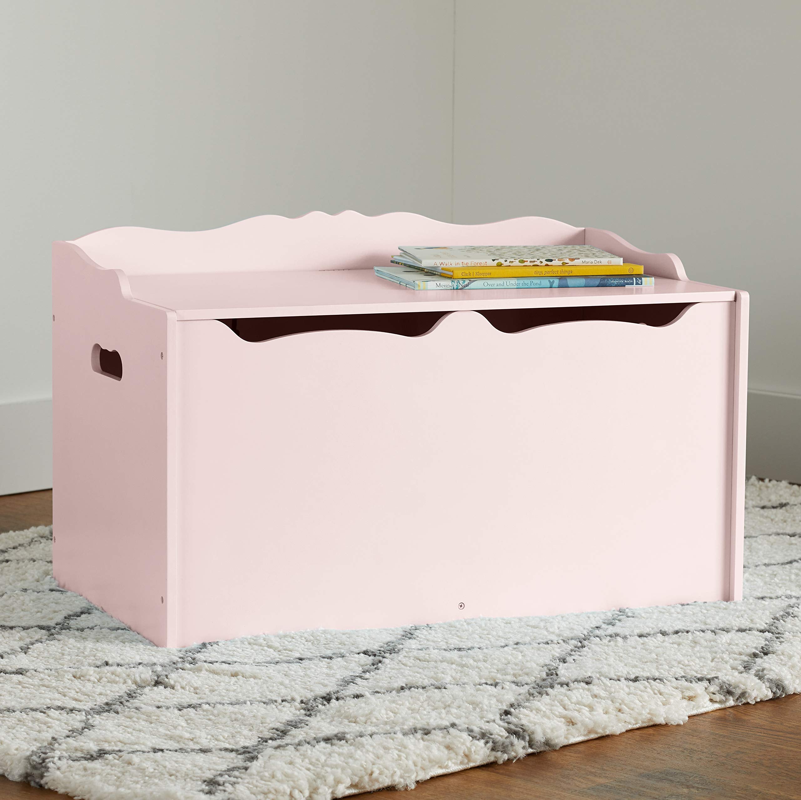 Kids Toy Box, Wooden Organizer Storage Chest, Pink, 30" x 18" x 19"