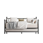 Daybed with Trundle Bed, Twin Size Day Bed with Floral Headboard