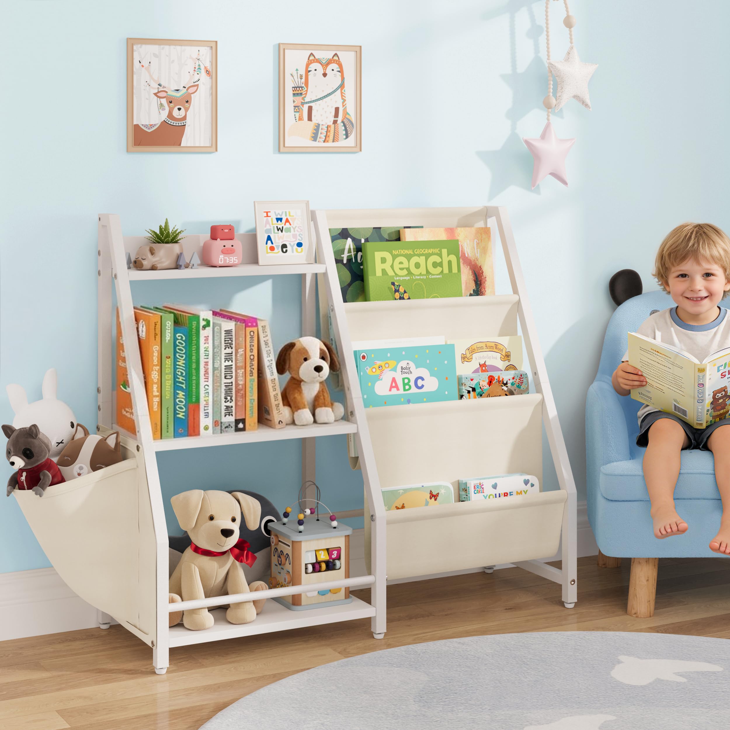 3-Tier Kids Bookshelf and Toy Organizer with Storage Rack