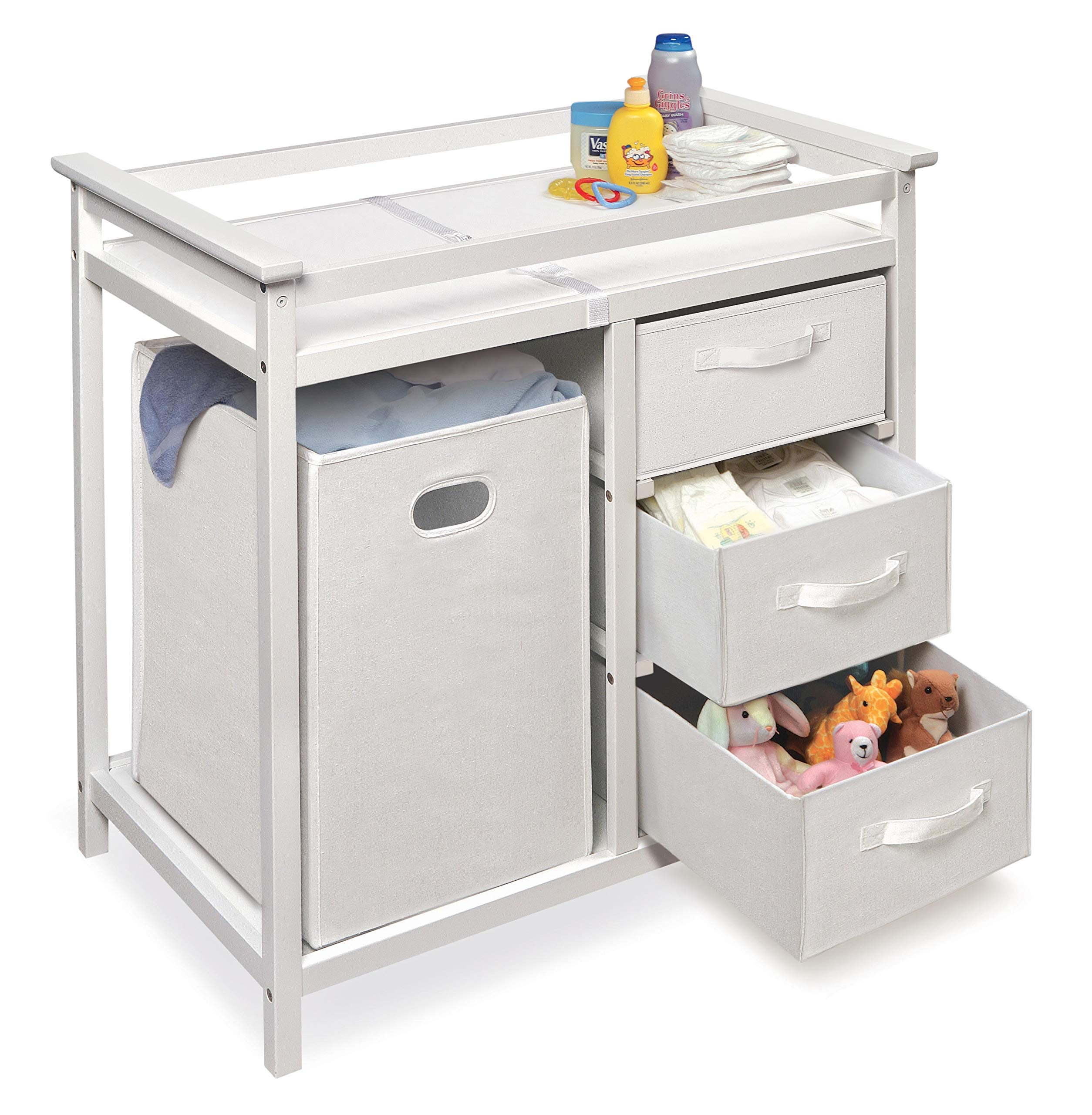 Modern Baby Changing Table with Storage Hamper and Drawers
