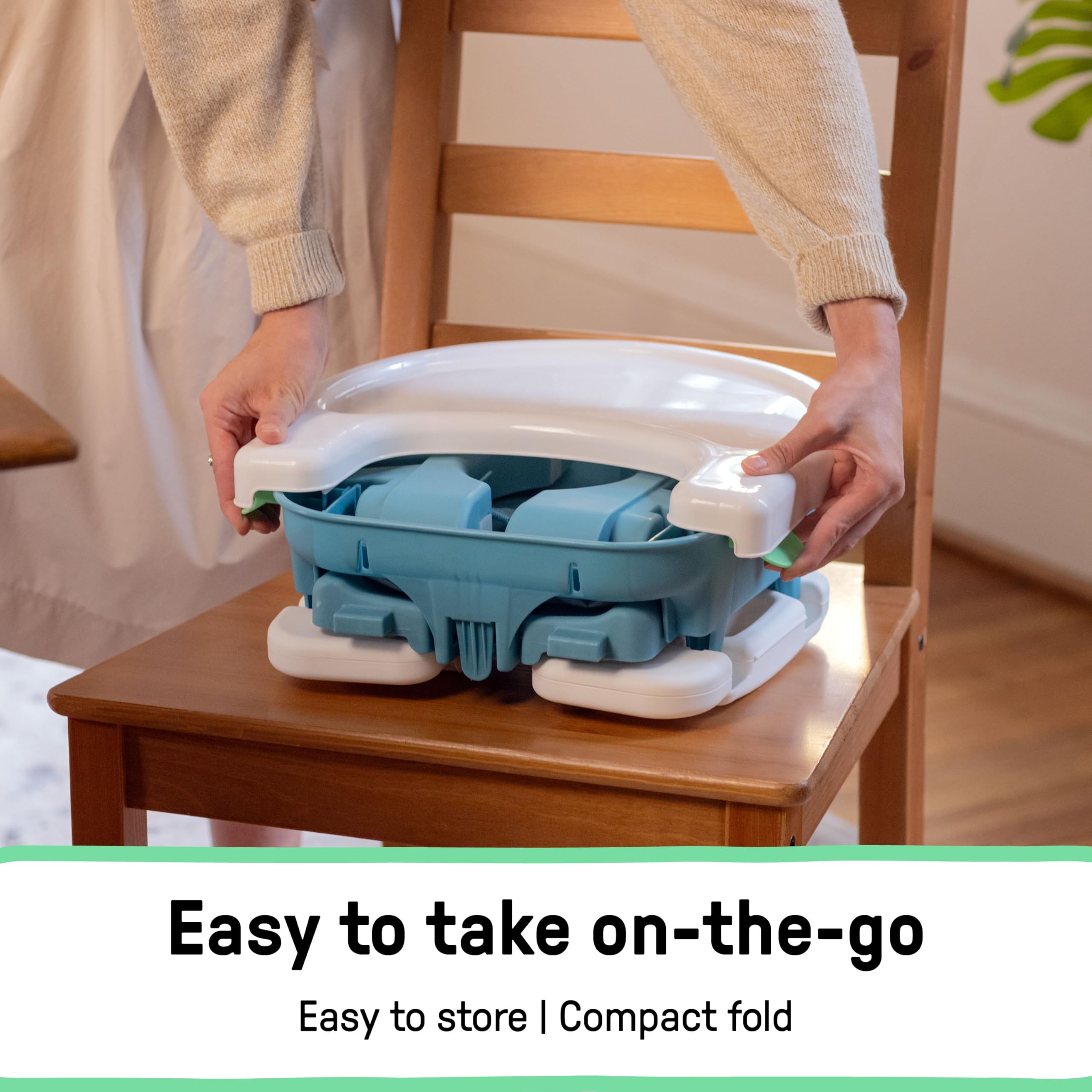 Folding Booster Seat with Adjustable Height and Cushioned Comfort