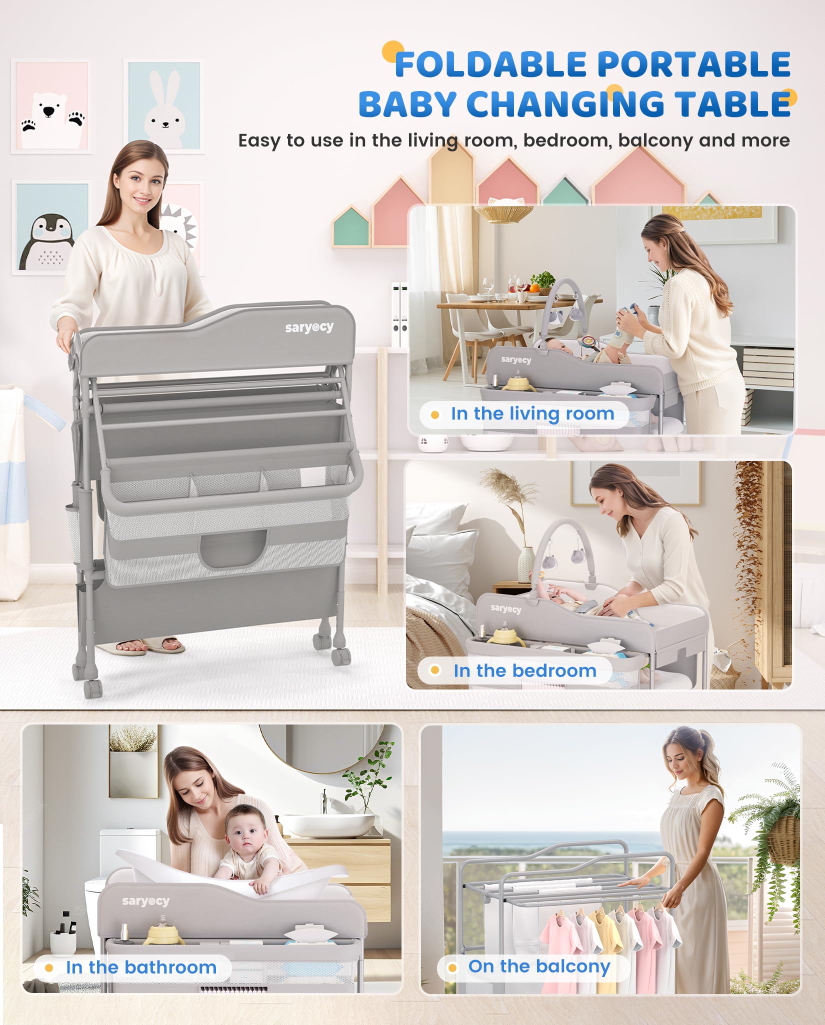 Baby Changing Table with Storage Drawers