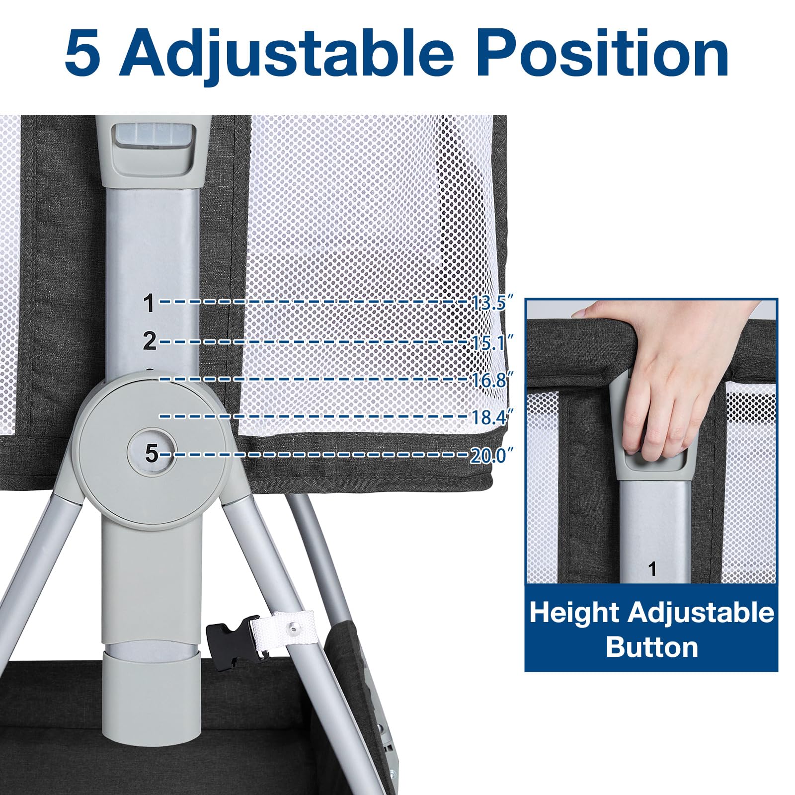 Adjustable Bedside Bassinet with Wheels