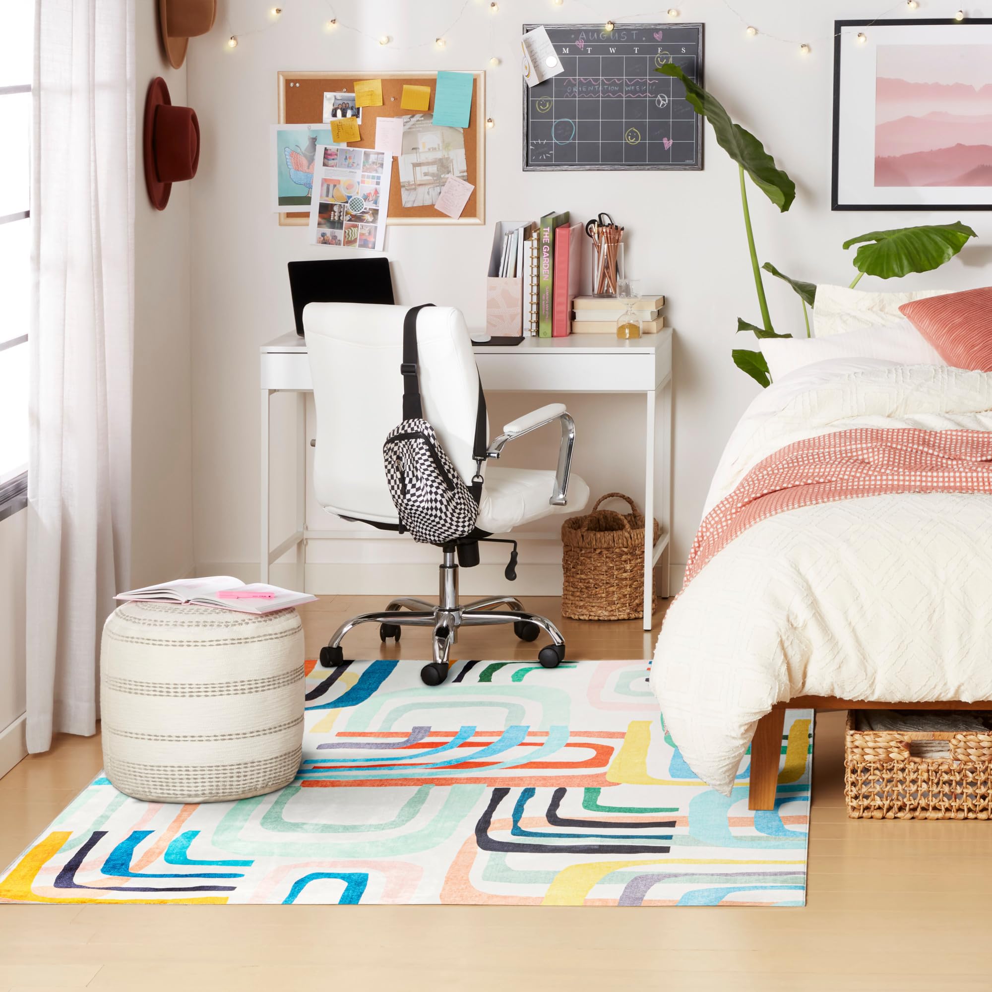TOWN & COUNTRY PLAY Jovie Rainbow Party Kid's Washable Area Rug, Soft & Plush, Safe Non-Slip Backing, Bedroom Rug, Dorm Decor, Playroom & Classroom Rugs, Blue/Multi, 5'2"x7’2”