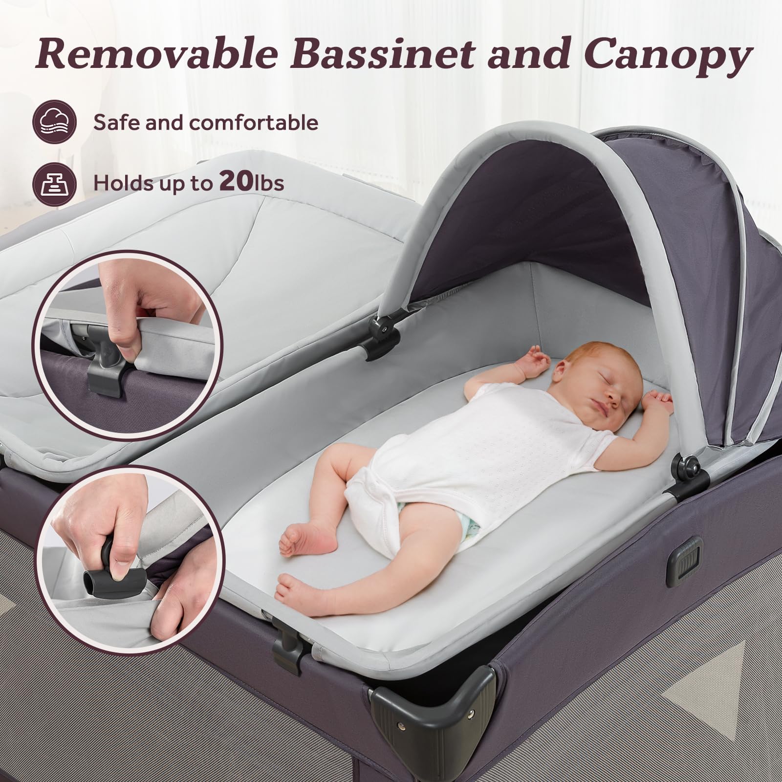 4-in-1 Portable Baby Playard with Bassinet and Changing Table