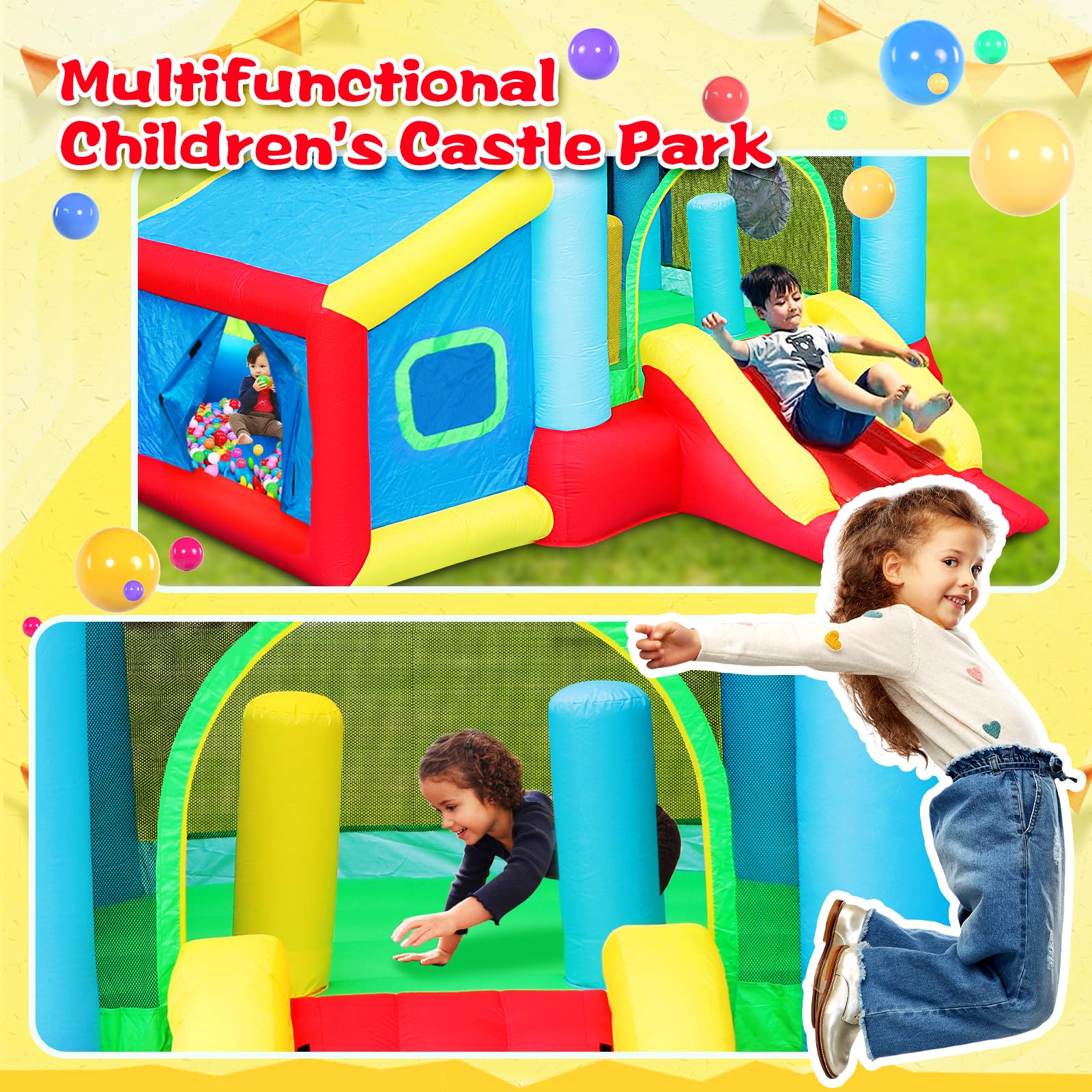 Inflatable Bounce House with Water Slide and Ball Pit