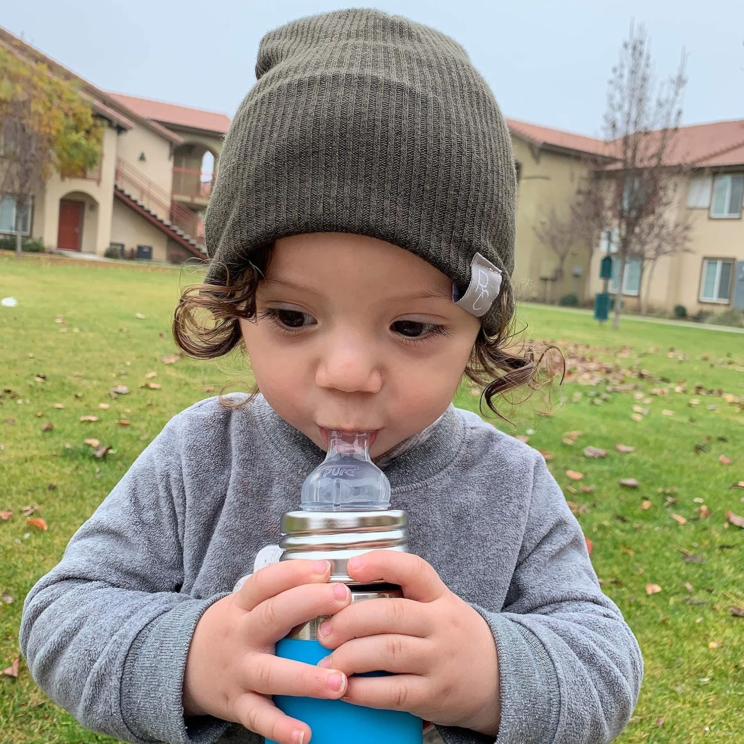 Stainless Steel Sippy Cup Bottle w/Sleeve, Plastic-Free